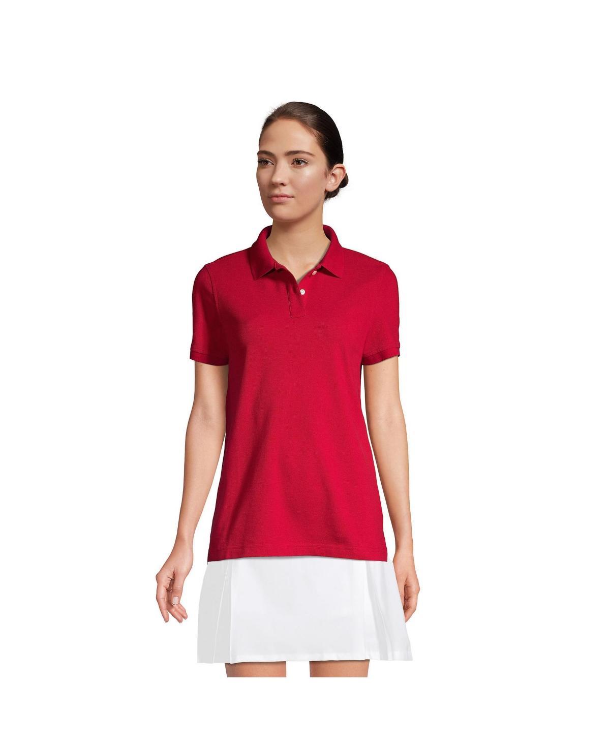 Women's Lands' End School Uniform Short Sleeve Mesh Polo Shirt, Size: Small, Red Product Image