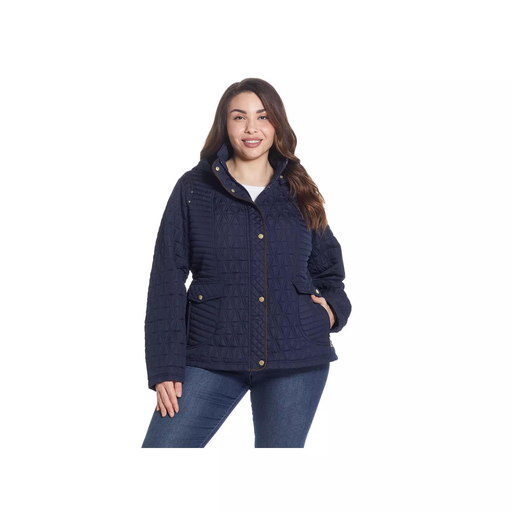 Plus Size Weathercast Faux-Suede Trim Quilted Jacket, Women's, Size: 2XL, Blue Product Image
