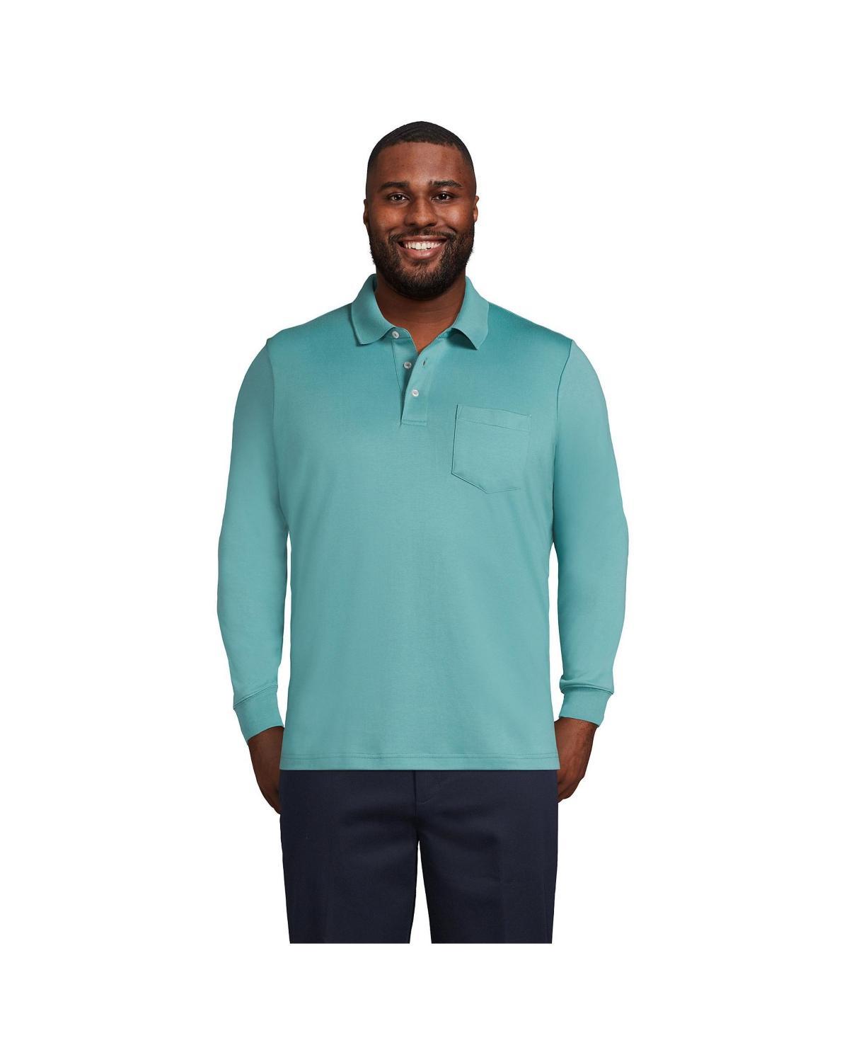 Big & Tall Lands End Super Soft Classic-Fit Supima Pocket Polo, Mens Radiant Blue Product Image