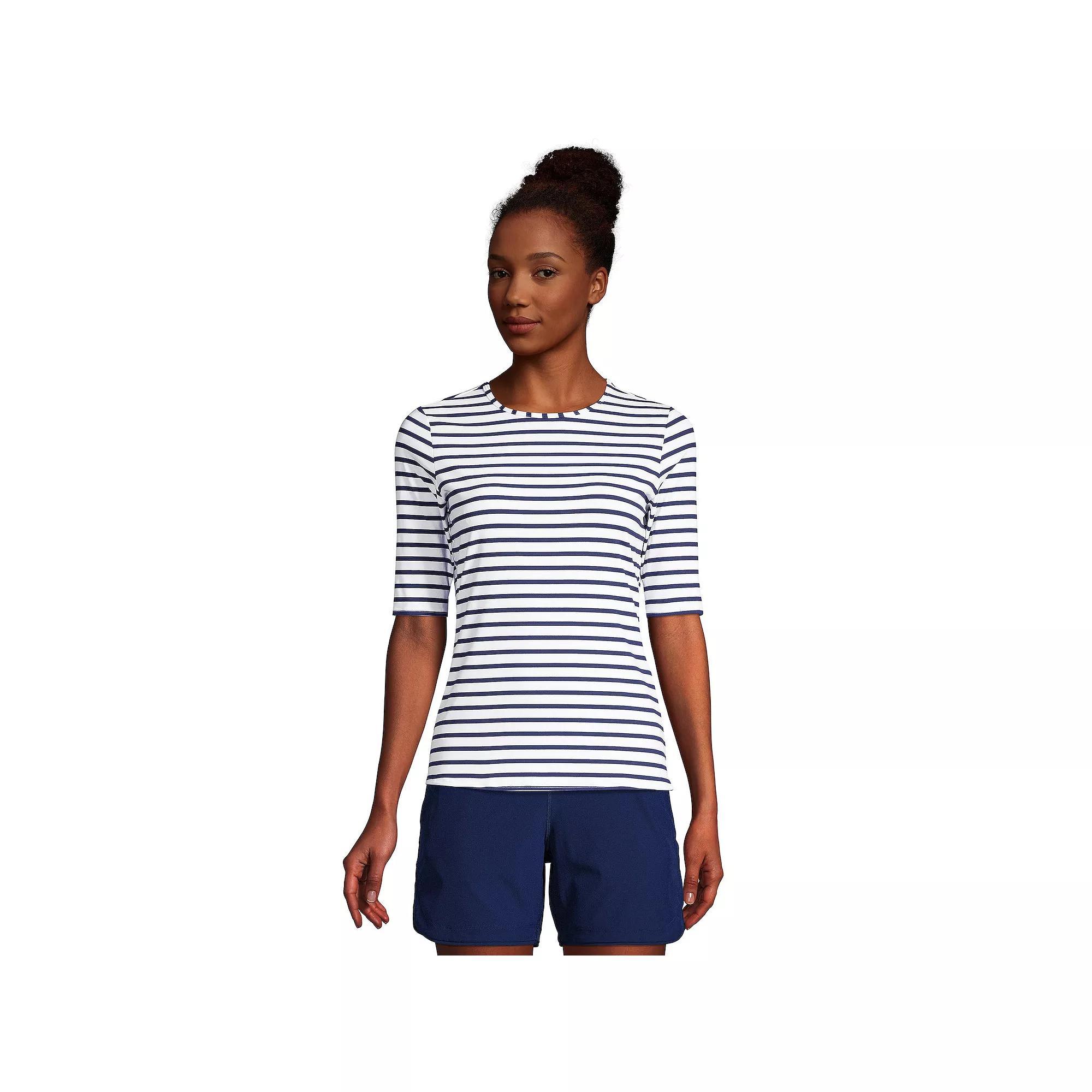 Petite Lands' End UPF 50 Elbow-Sleeve Rash Guard Swim Tee, Women's,  Product Image
