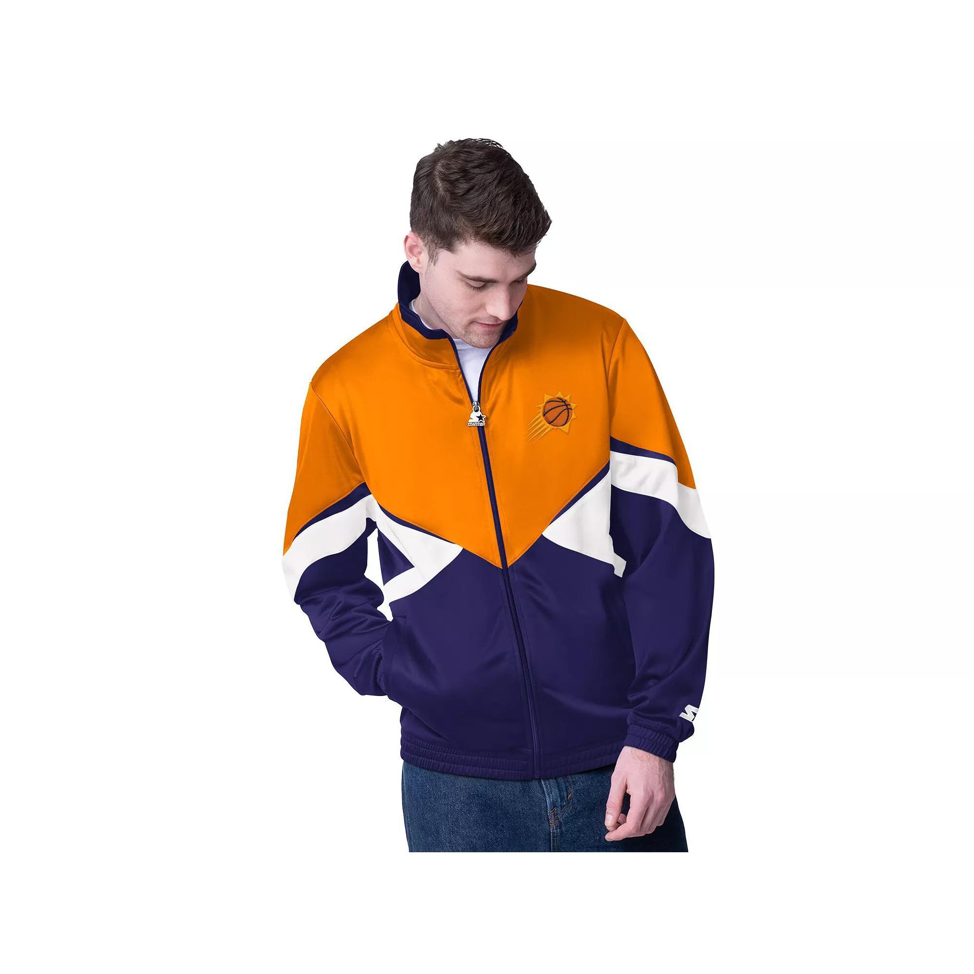Men's Starter Orange/Purple Phoenix Suns Rush Applique Full-Zip Track Jacket, Size: 2XL, Phx Orange Product Image