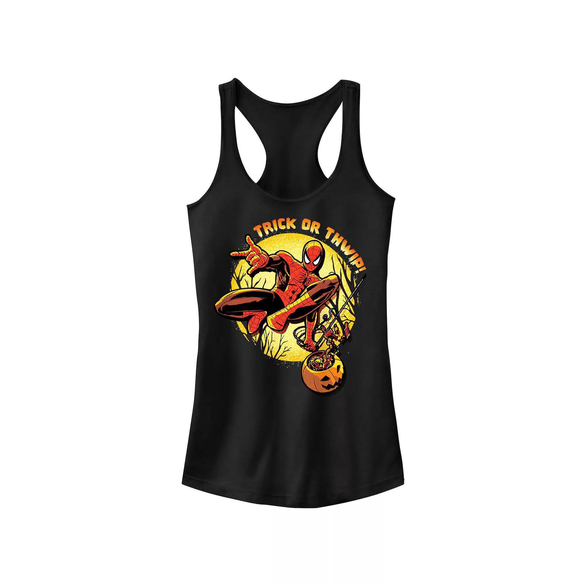 Juniors' Marvel Spider-Man Trick Or Thwip Racerback Tank Top, Girl's,  Product Image