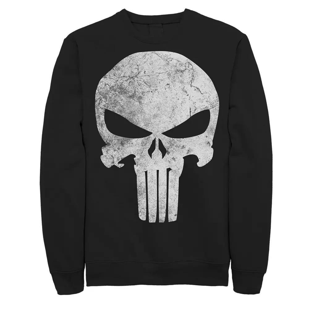 Men's Marvel Punisher Skull Symbol Distressed Sweatshirt, Size: XXL, Black Product Image