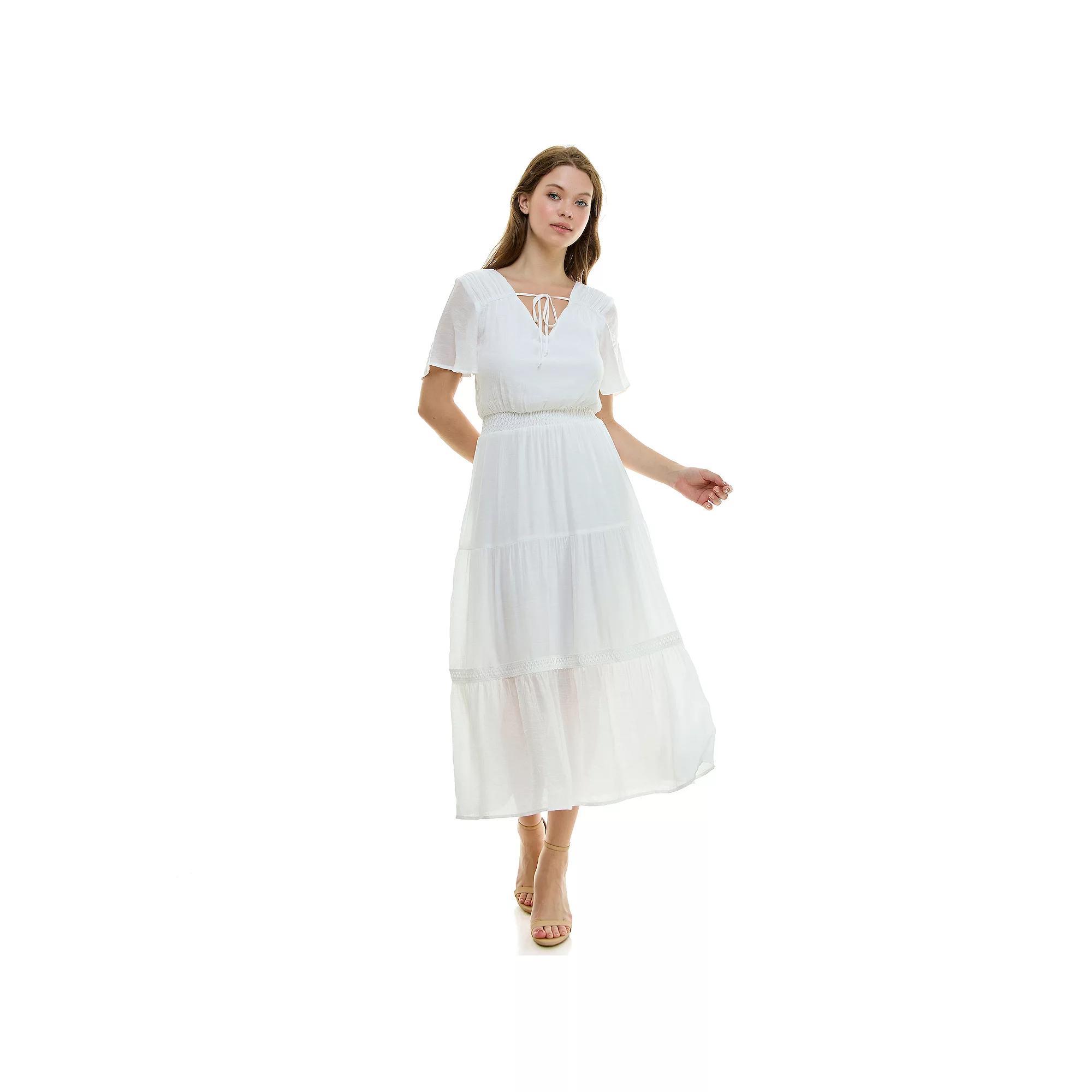 Women's Luxology Tie-Front Tiered Midi Gauze Dress,  Product Image