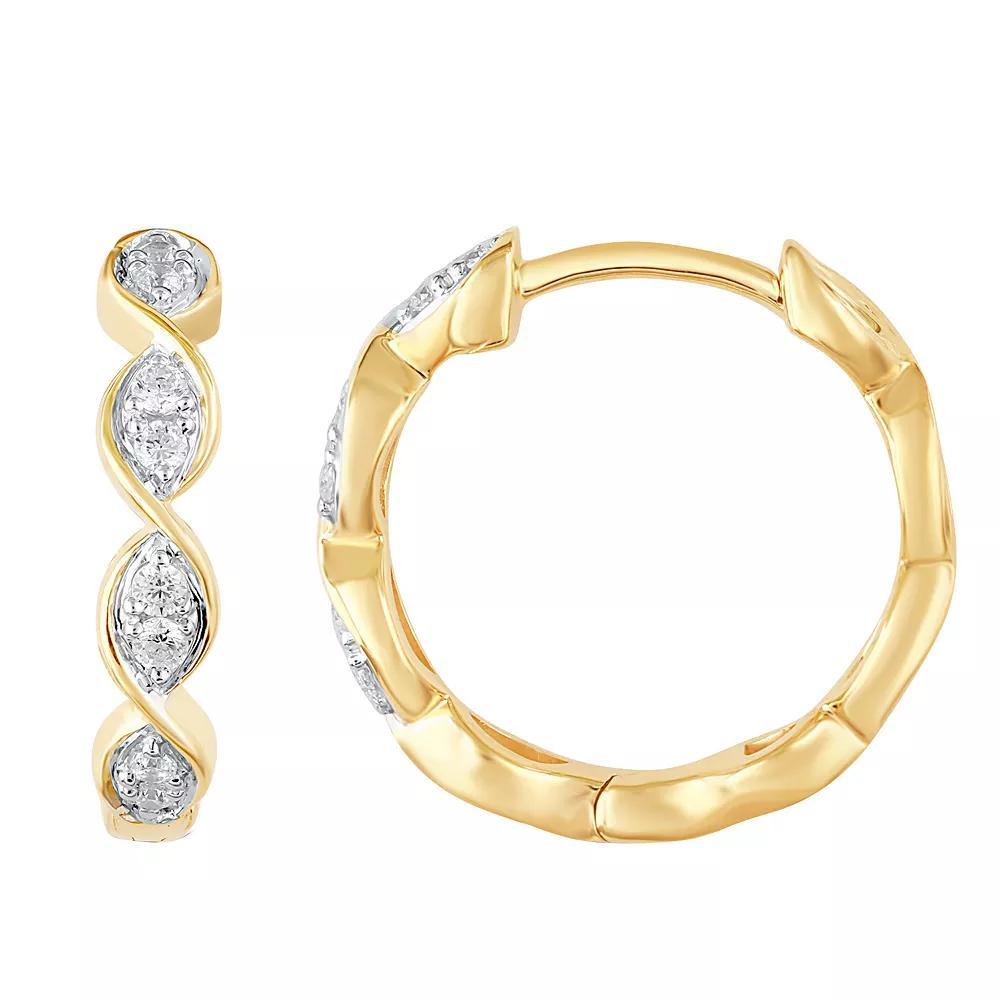 10k Gold 1/8 Carat T.W. Diamond Hoop Earrings, Women's Product Image