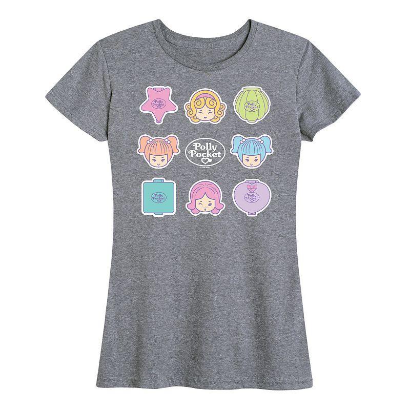 Womens Polly Pocket Grid Graphic Tee Grey Gray Product Image