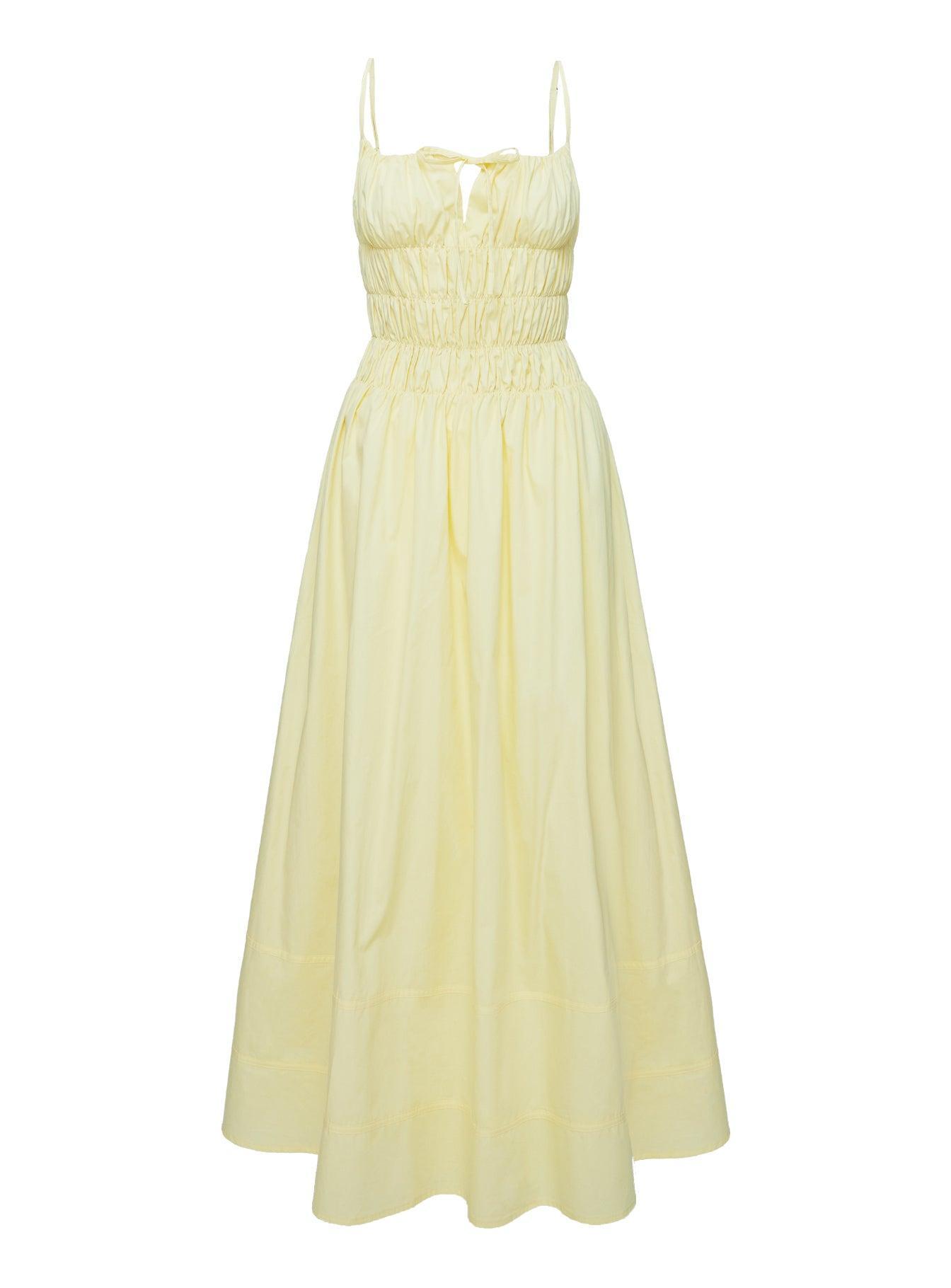 Loralei Shirred Maxi Dress Yellow Product Image