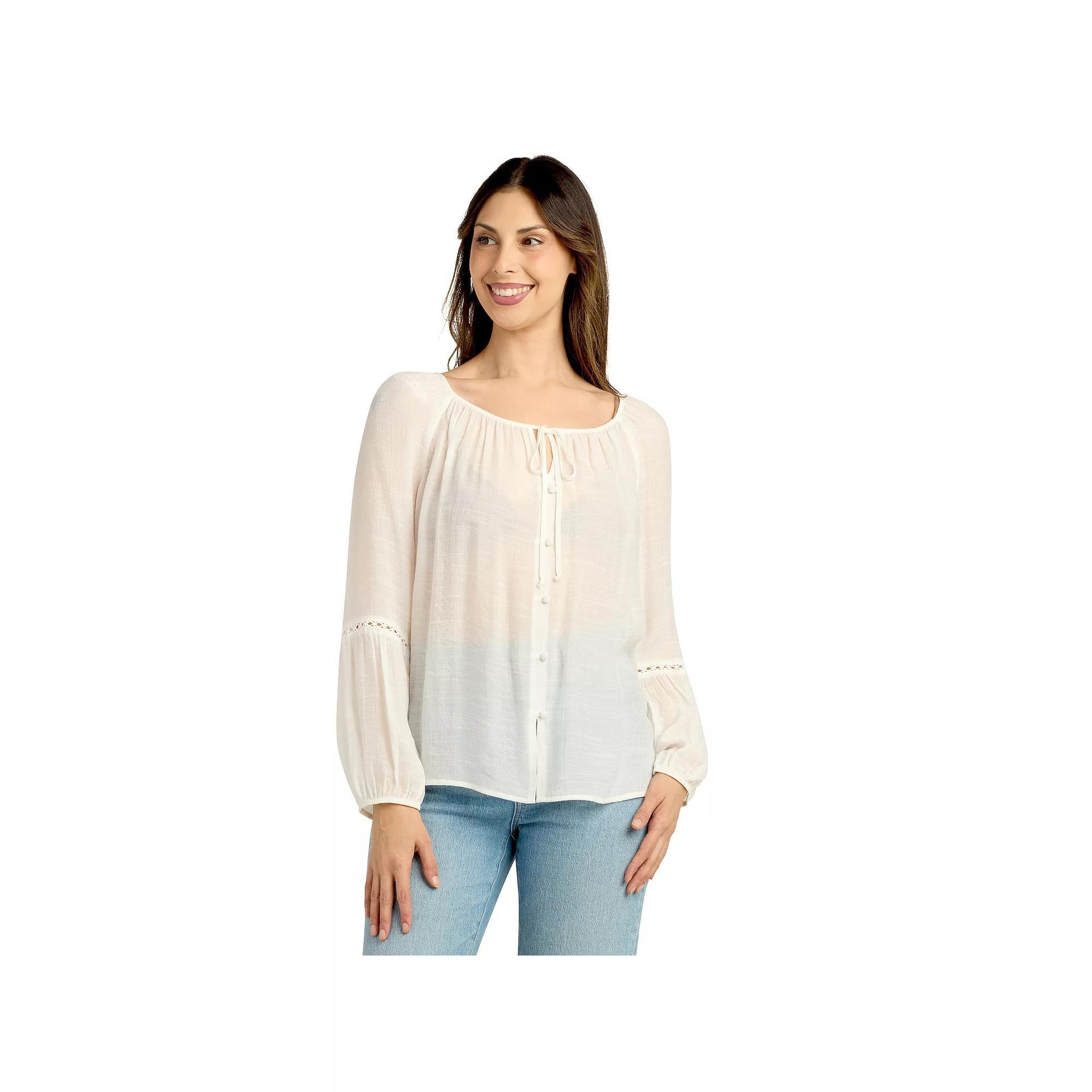 Women's AB Studio Button-Front Peasant Top,  Product Image