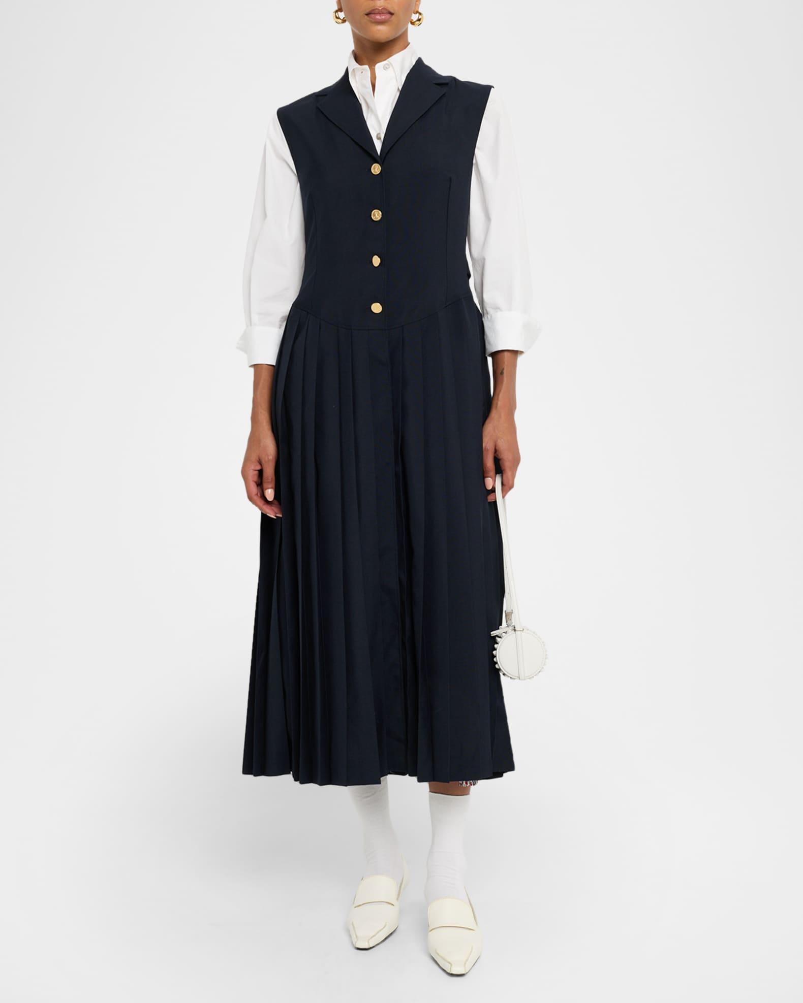 Pleated Button-Front Midi Dress Product Image
