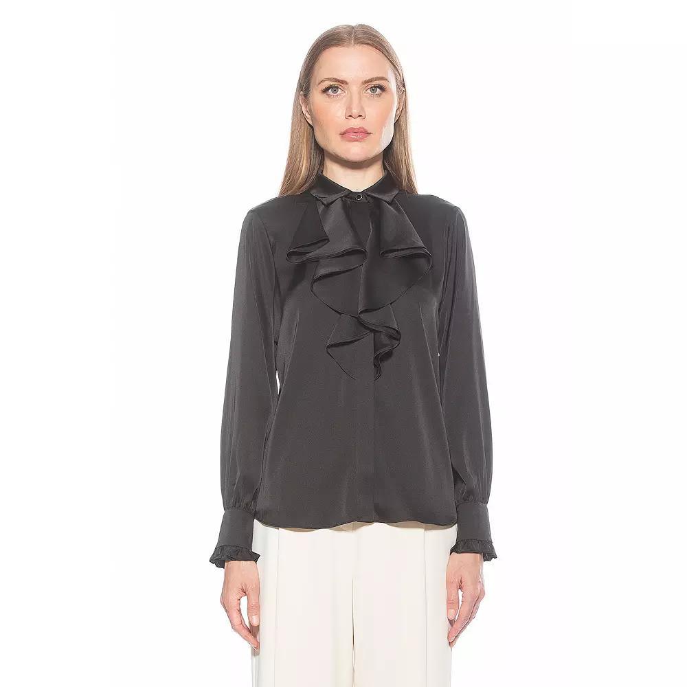 Women's ALEXIA ADMOR Brooks Silky Ruffle Blouse,  Product Image