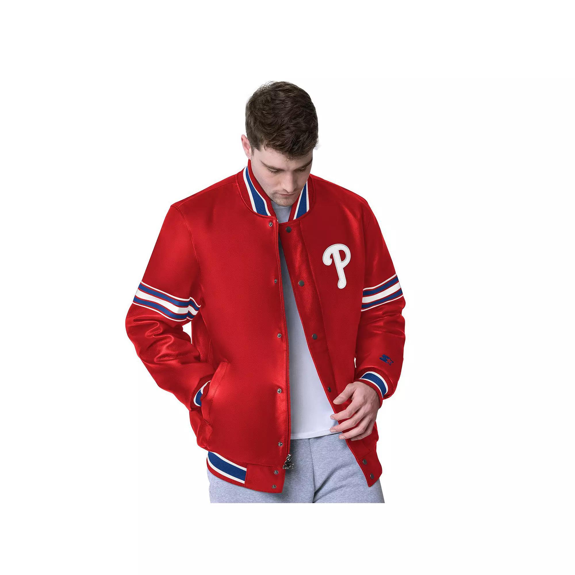Men's Starter Red Philadelphia Phillies Leather Jacket,  Product Image