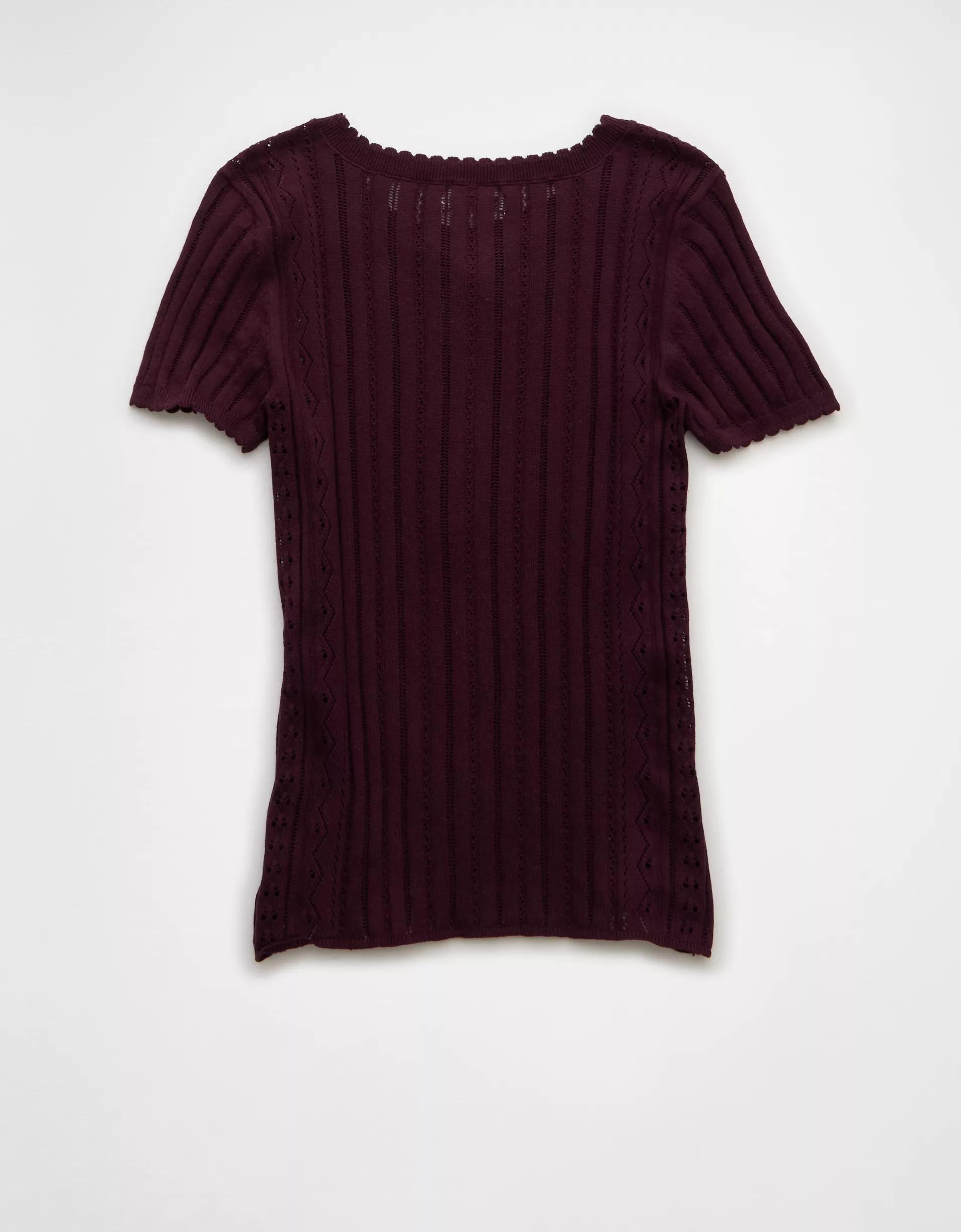 AE Henley Pointelle Sweater T-Shirt Product Image