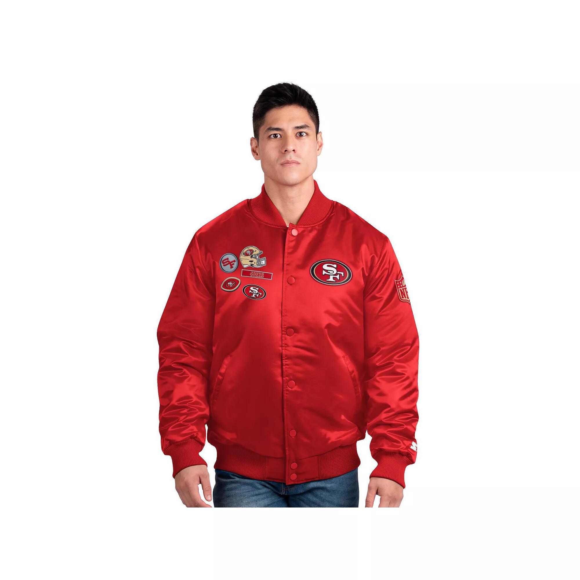 Men's Starter Scarlet San Francisco 49ers Exclusive Satin Full-Snap Varsity Jacket, Size: Medium, Red Product Image