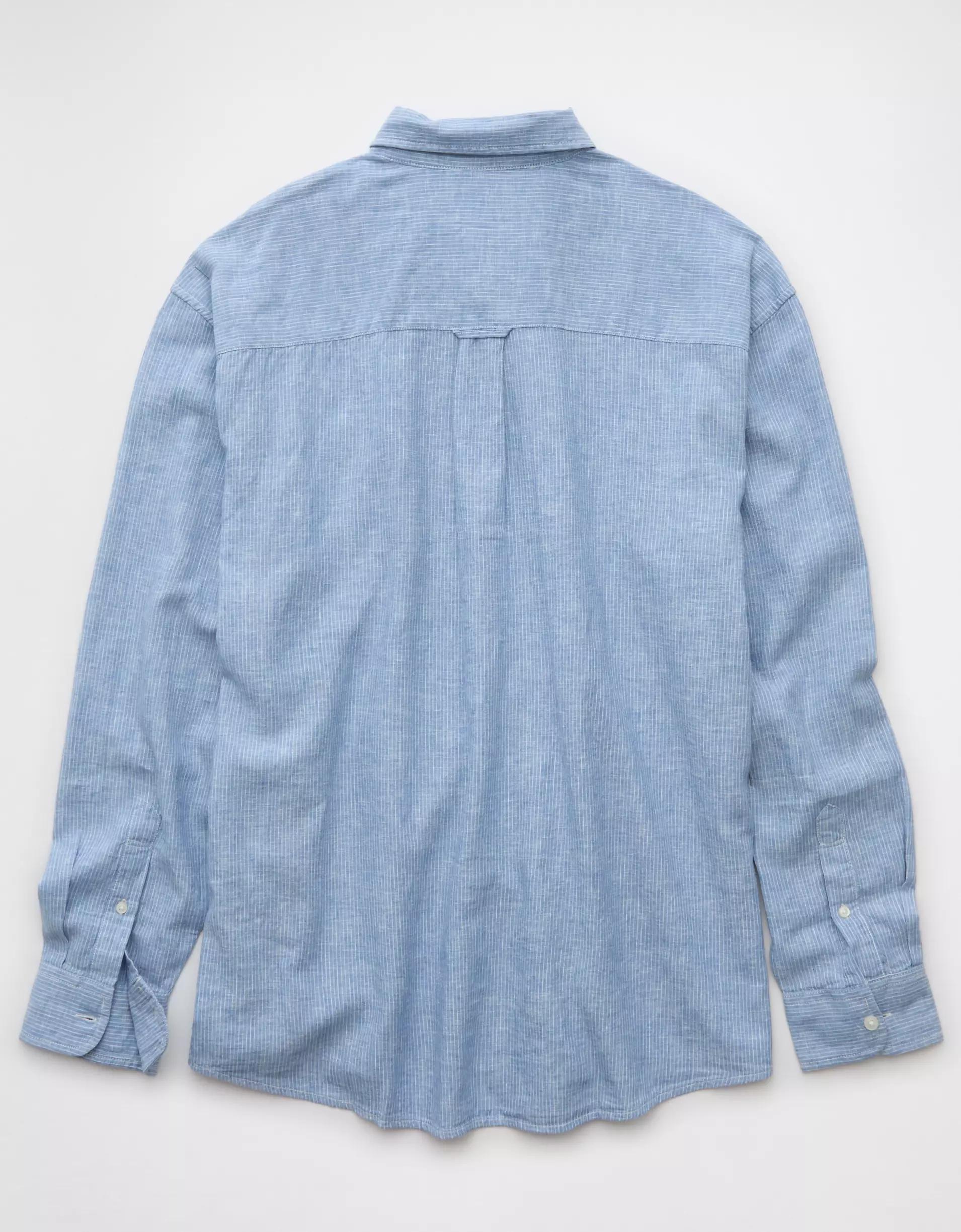 AE Everyday Relaxed Linen-Blend Button-Up Shirt Product Image