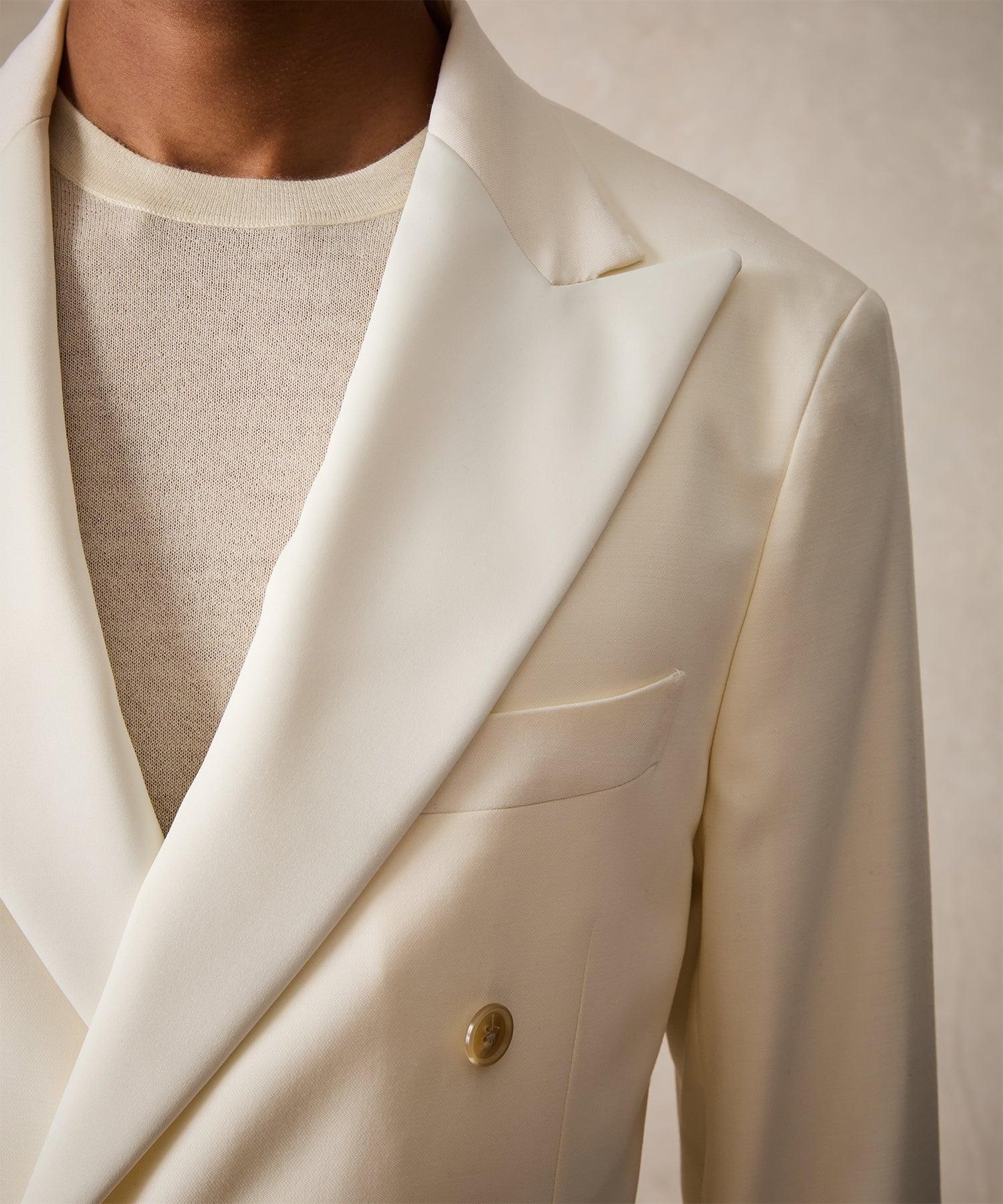 Italian Wool Double-Breasted Tuxedo in Ivory Product Image