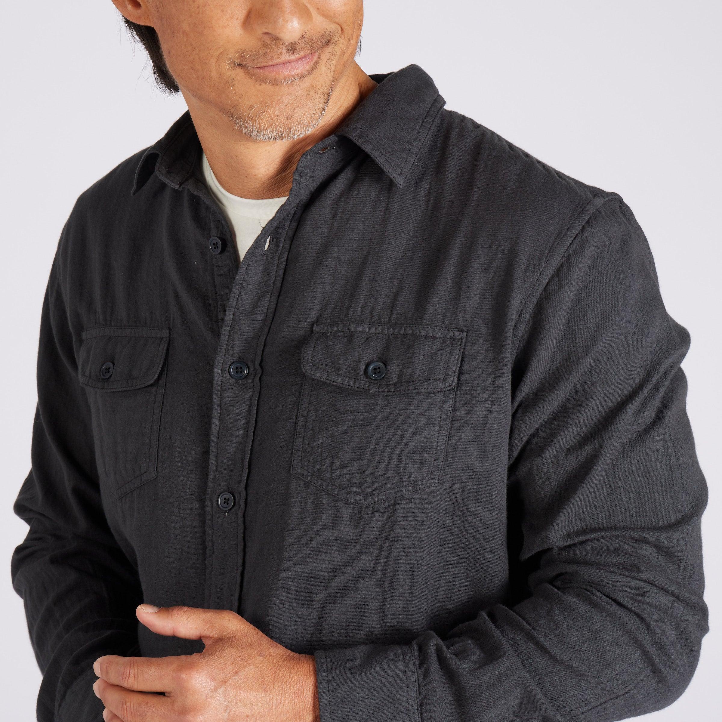 Brando Lightweight Double Cloth Shirt - Washed Black Product Image