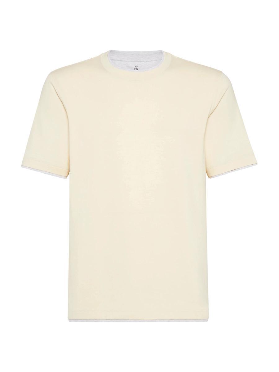 Mens Cotton Jersey Crewneck T-Shirt with Faux Layering Product Image