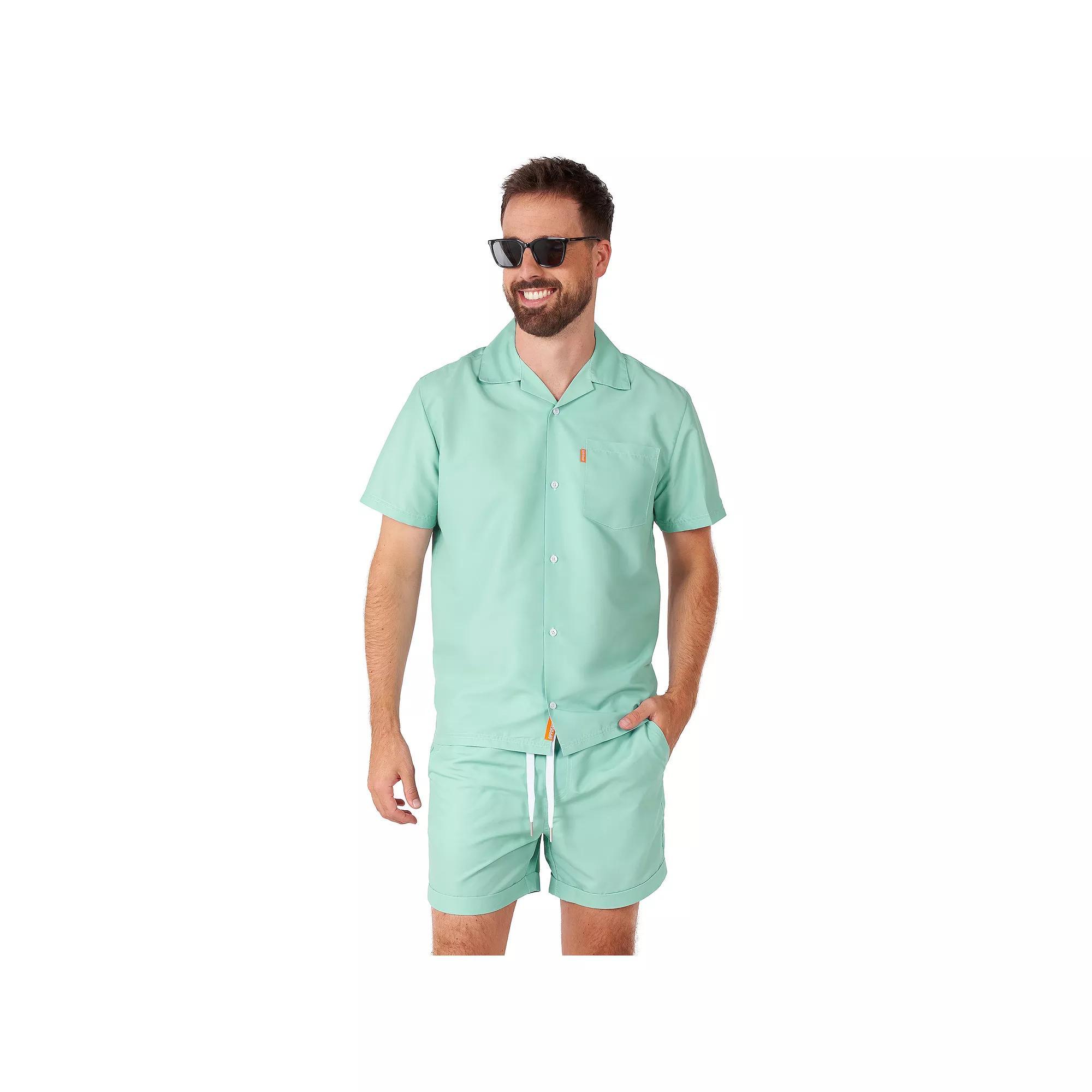 Men's OppoSuits Magic Mint Short Sleeve Button Down Shirt & Shorts Set, Boy's, Size: Large, Magic Green Product Image