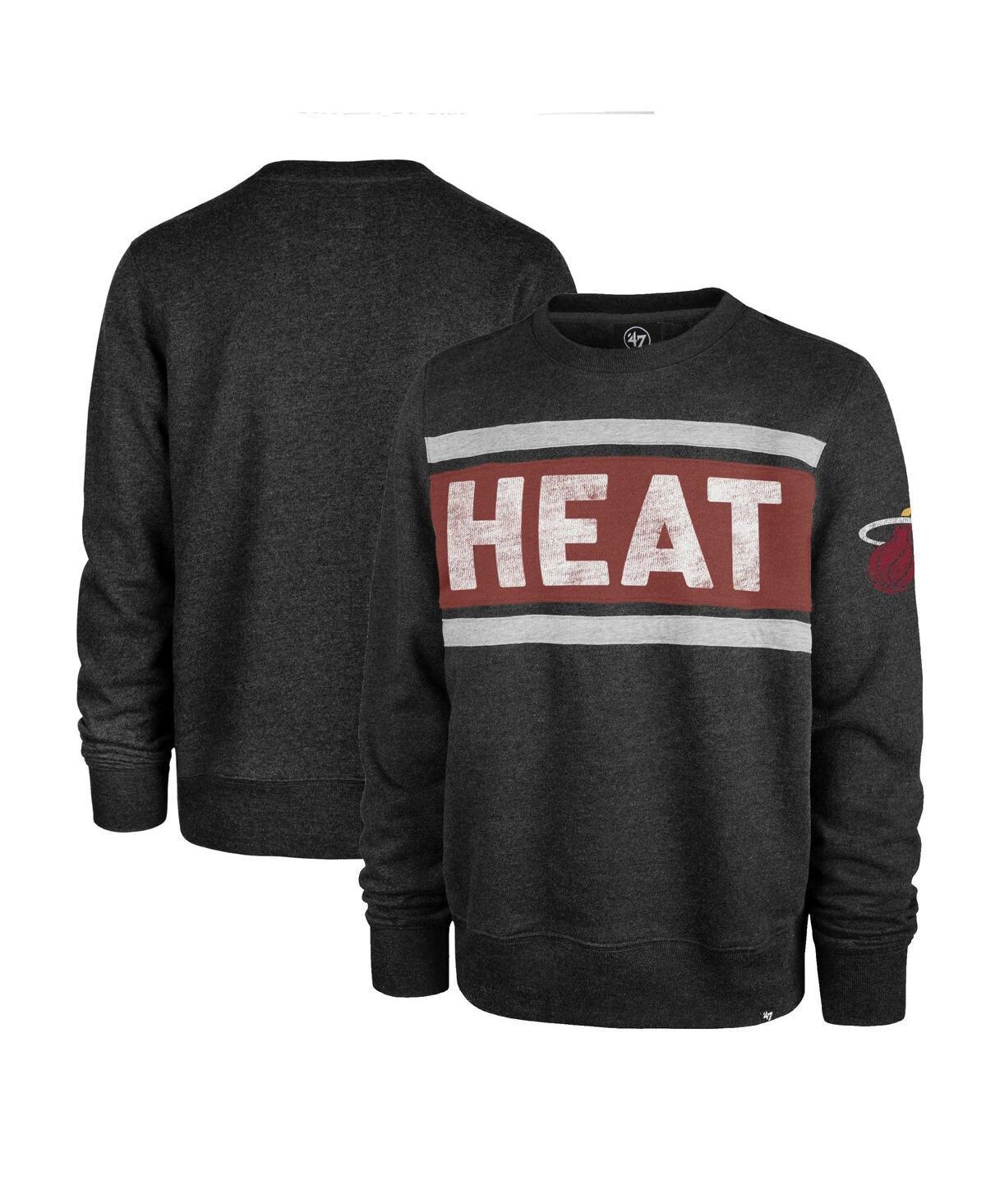 Men's '47 Heather Black Miami Heat Tribeca Emerson Pullover Sweatshirt, Size: Large, Charco Product Image