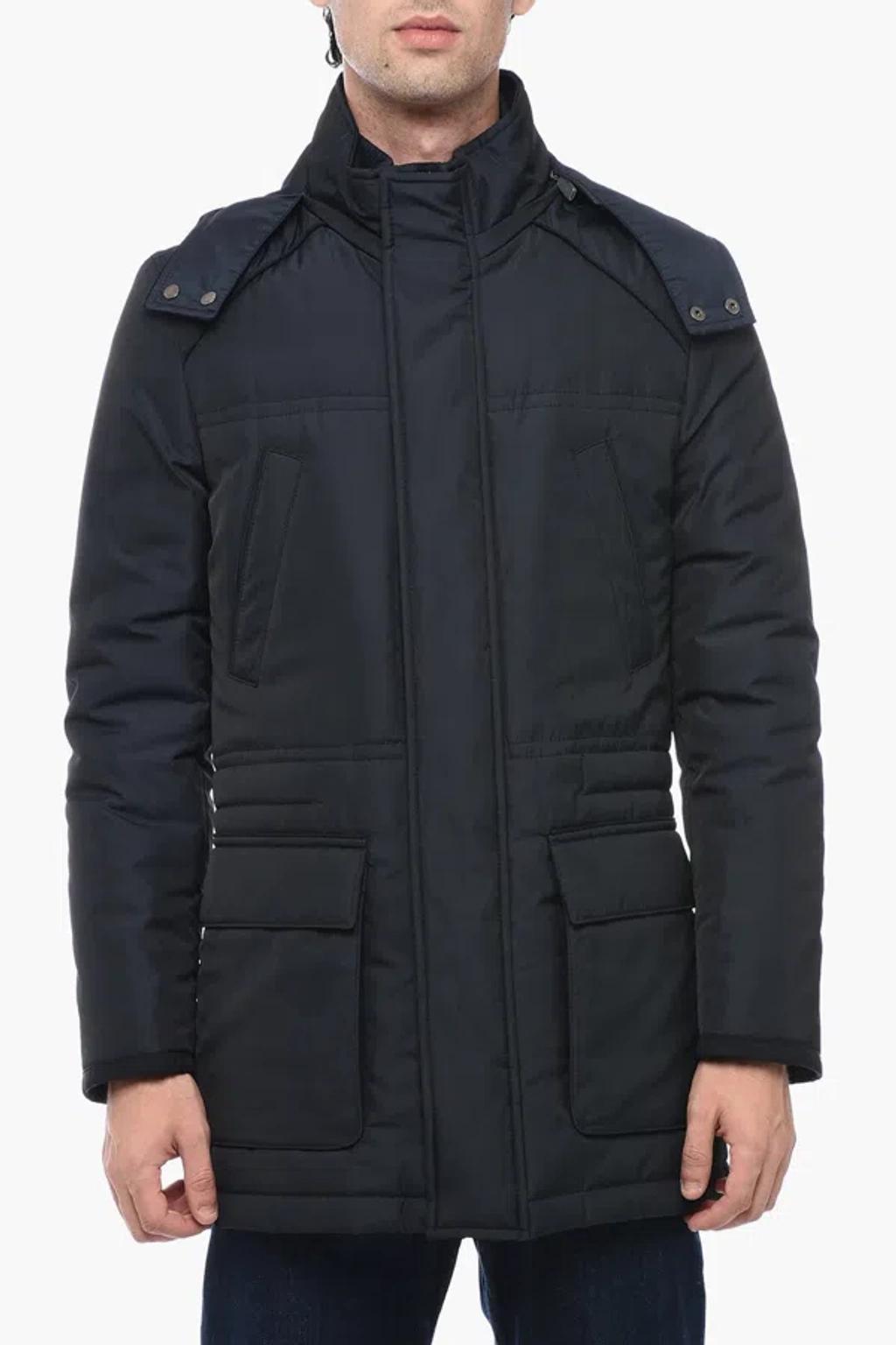 CORNELIANI Removable Hood Padded Jacket In Blue Product Image