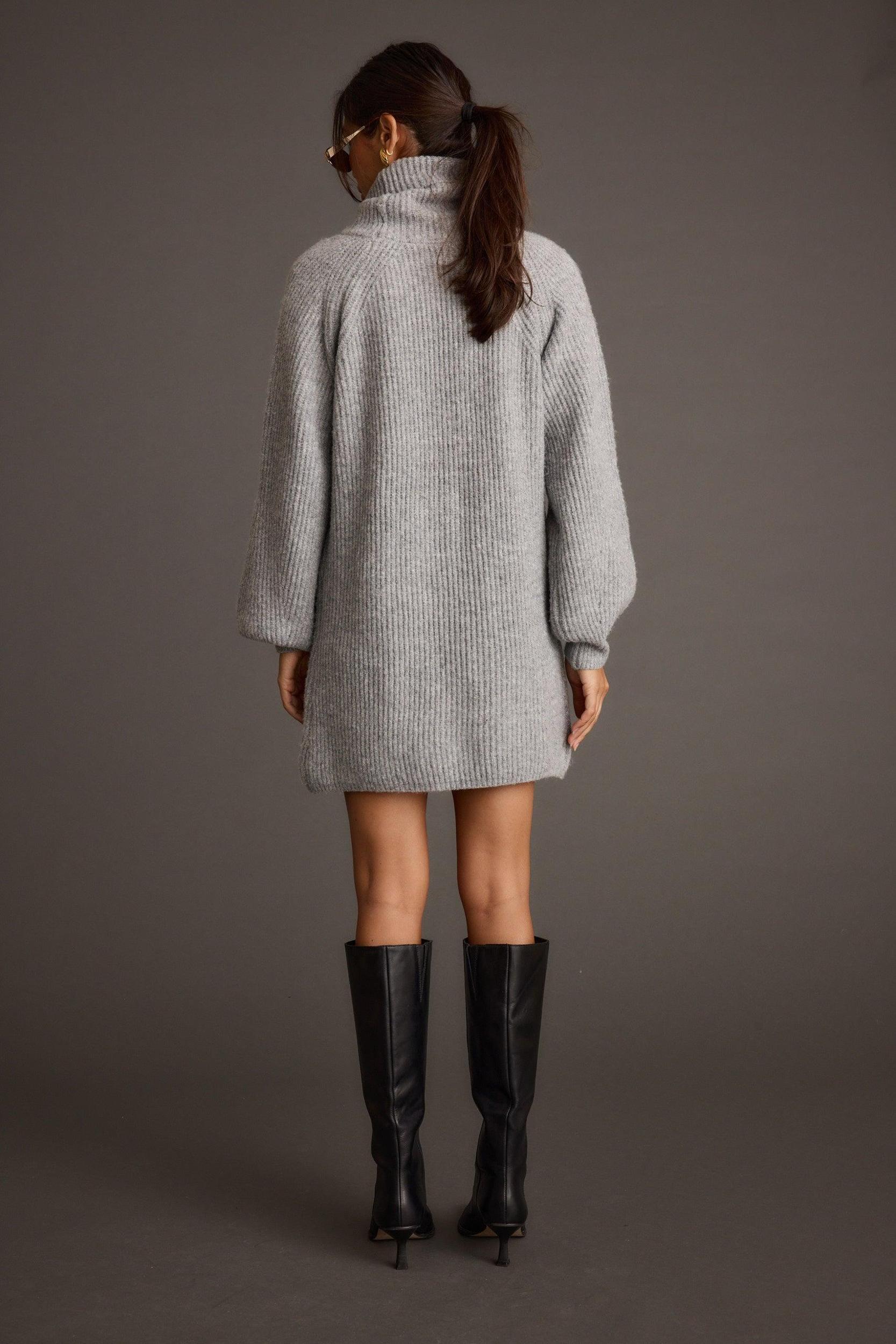 Beau Heather Grey Turtleneck Sweater Mini Dress Product Image