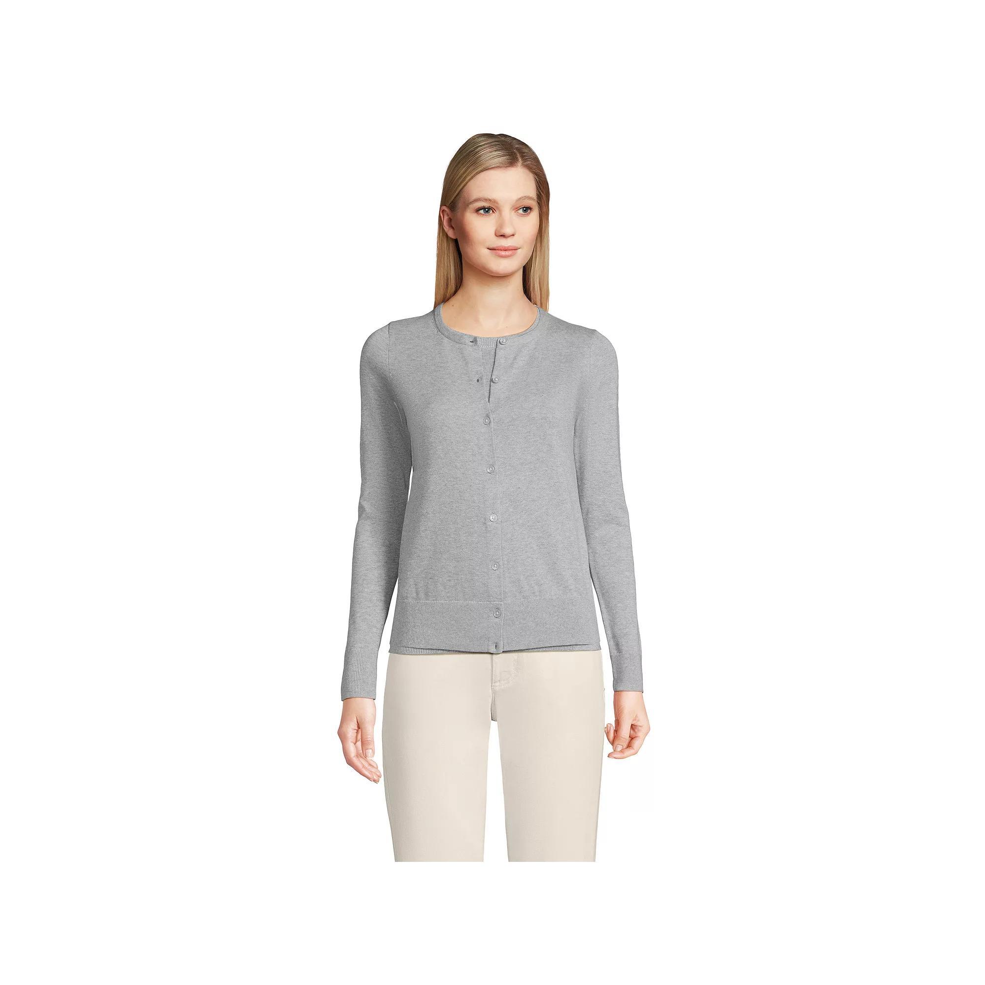 Women's Lands' End Tall Fine Gauge Cotton Cardigan Sweater,  Product Image