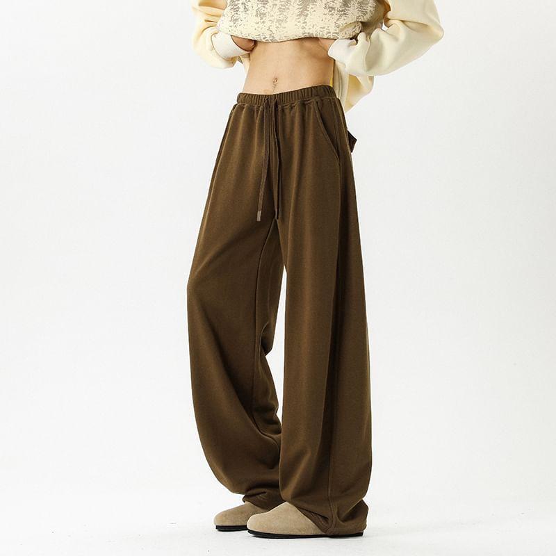 High Waist Plain Wide Leg Sweatpants Product Image