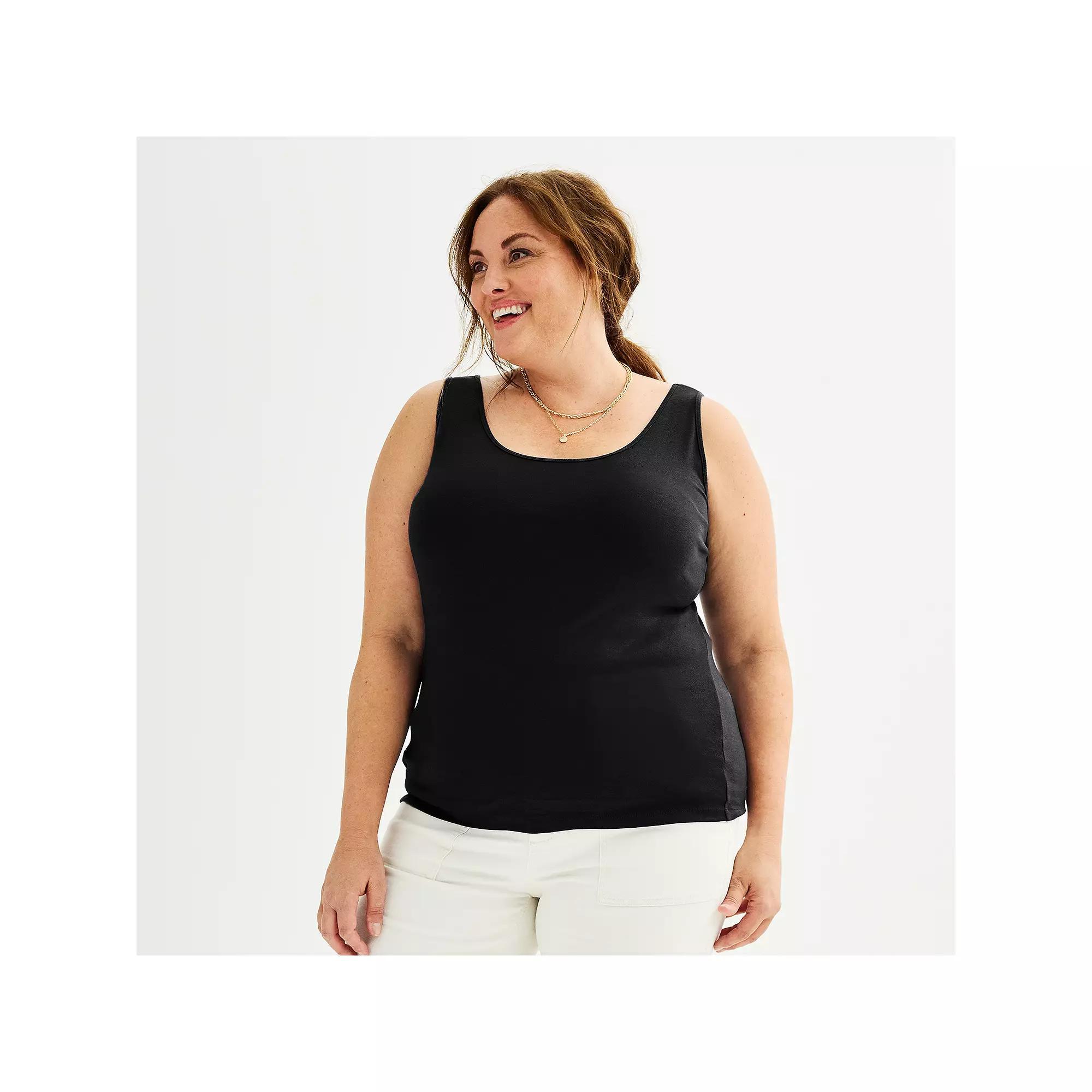 Plus Size Sonoma Goods For Life® Everyday Layering Tank, Women's, Size: 1XL, Pitch Black Product Image