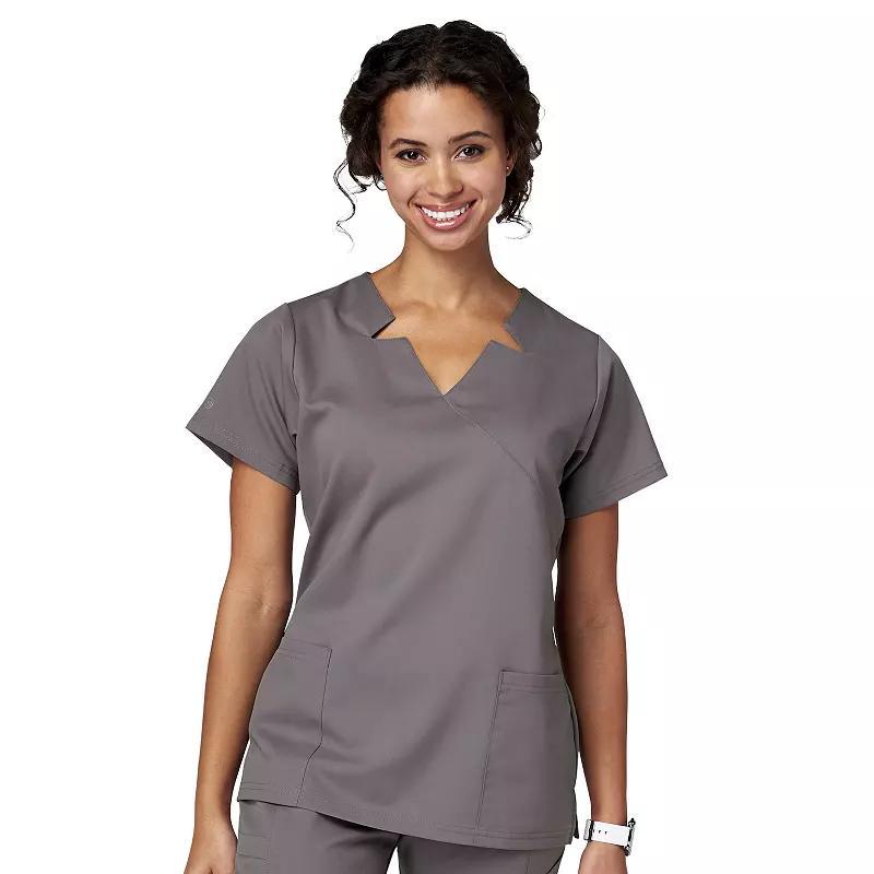 Women's Meta Labwear Notch Neck Short Sleeve Scrubs Top 15201, Size: Small, Silver Product Image