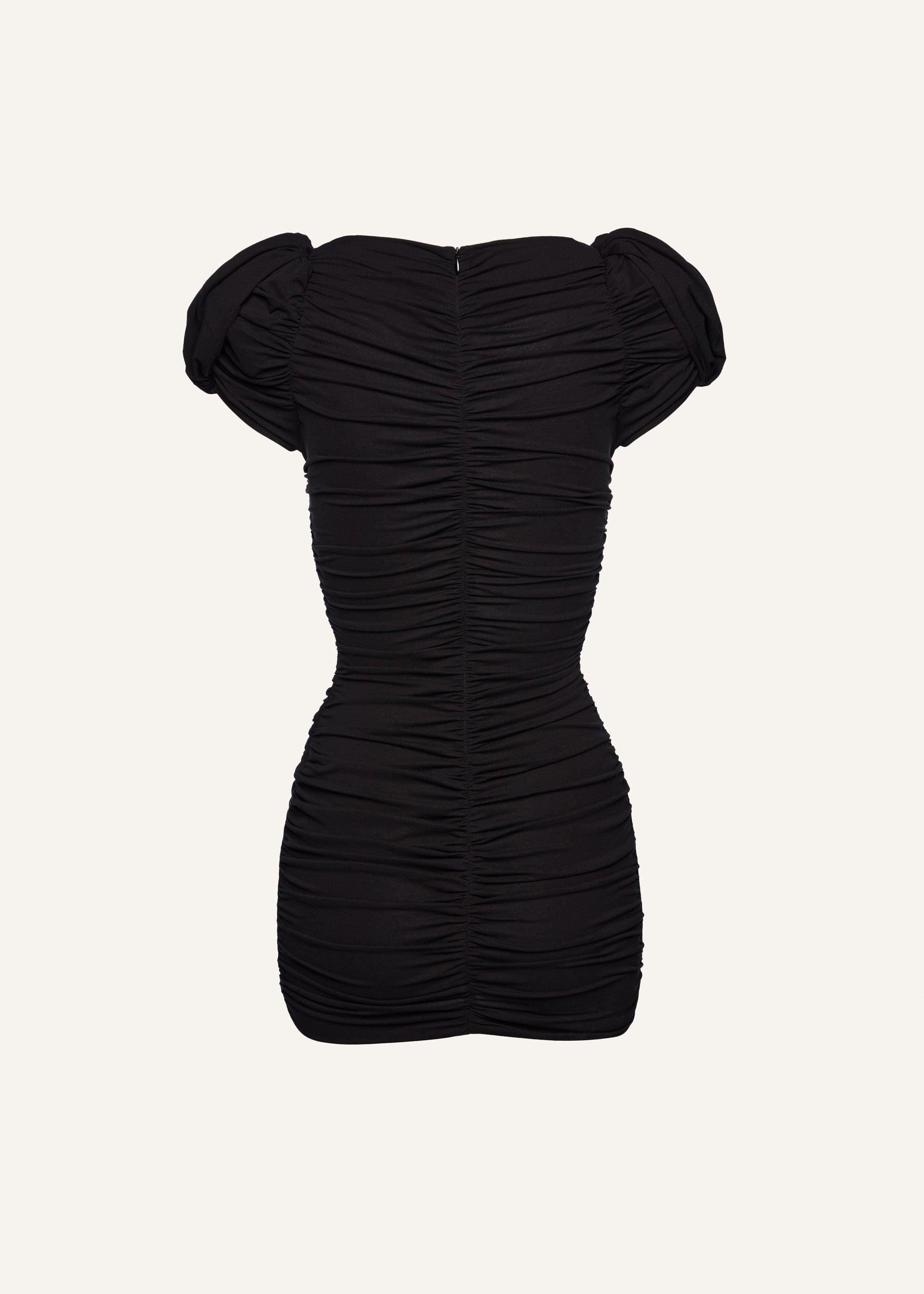 Puff sleeve mini dress in black Product Image