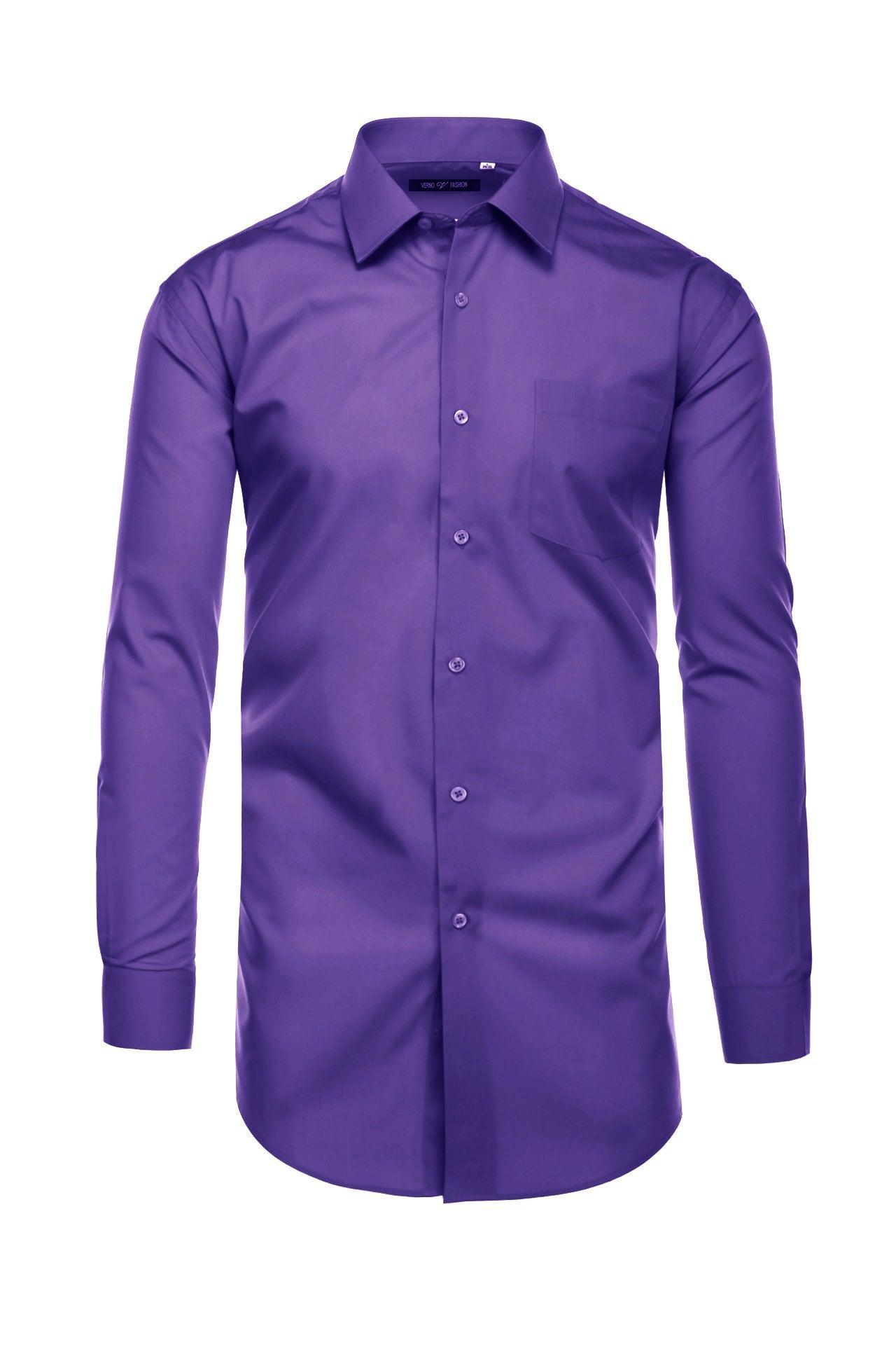 Cotton Blend Dress Shirt Regular Fit In Lilac Product Image