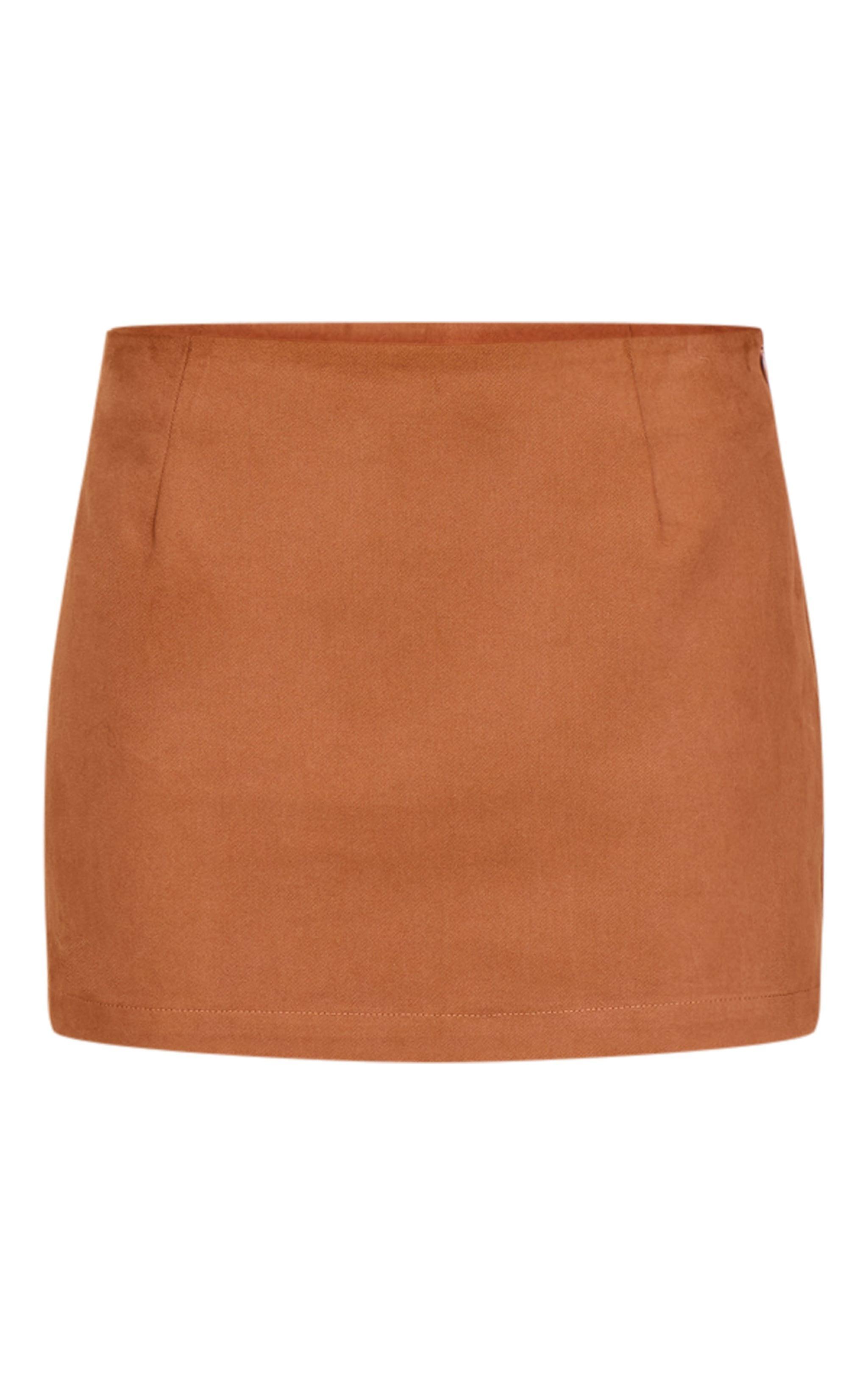  Tan Twill Mid Rise Mini Skirt  Product Image