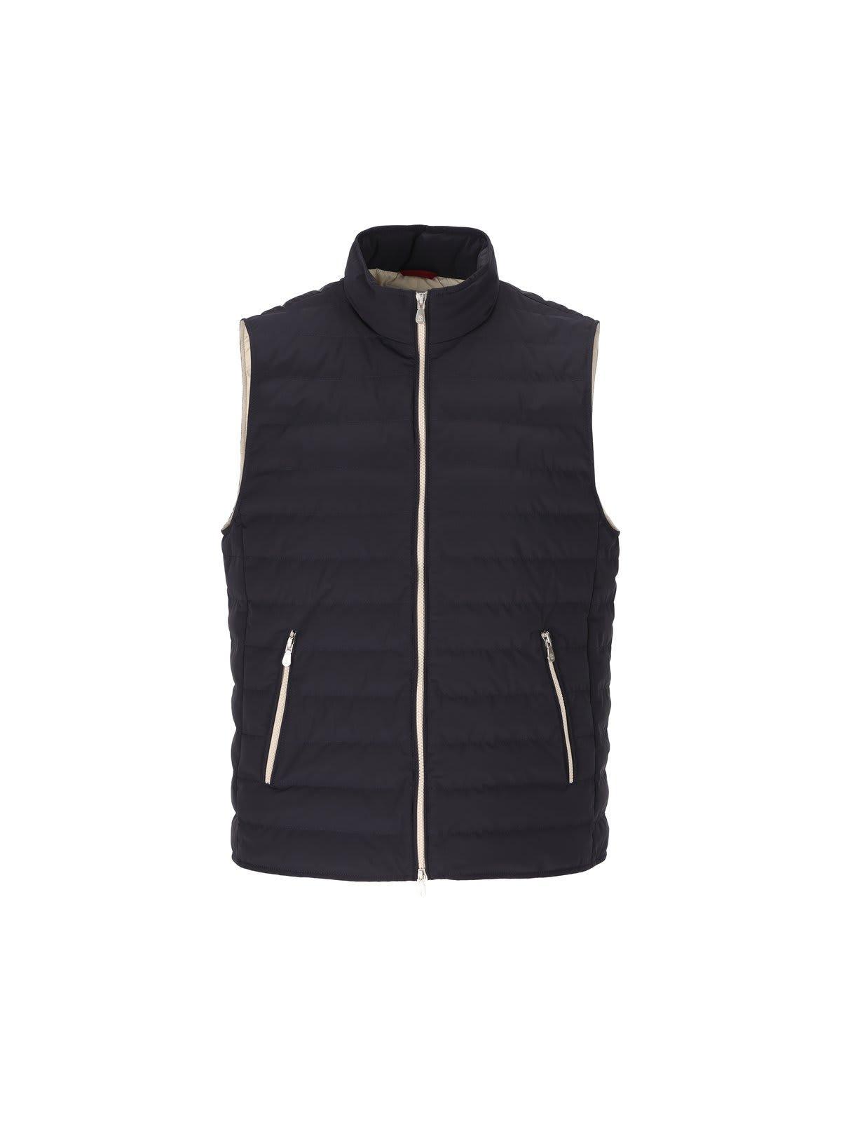 BRUNELLO CUCINELLI Quilted Zipped Gilet In Blue Product Image