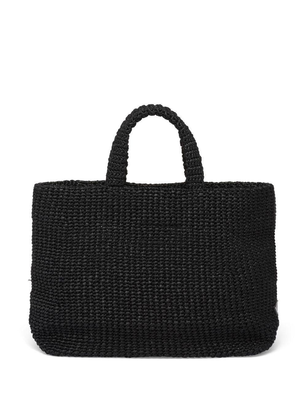 PRADA Raffia Tote Bag In Black Product Image