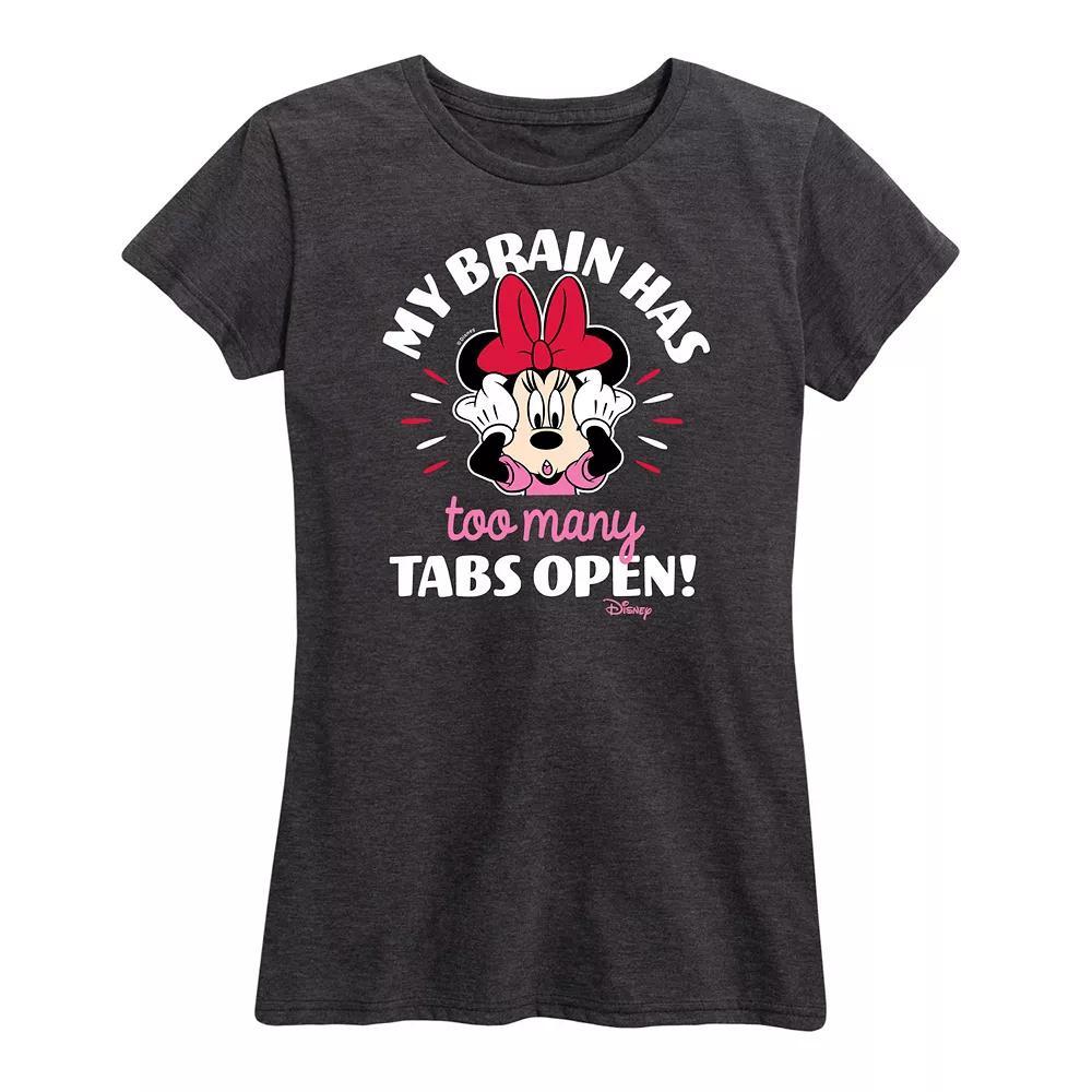 Disney's Minnie Mouse My Brain Too Many Tabs Graphic Tee, Women's, Size: XXL, Heather Grey Product Image