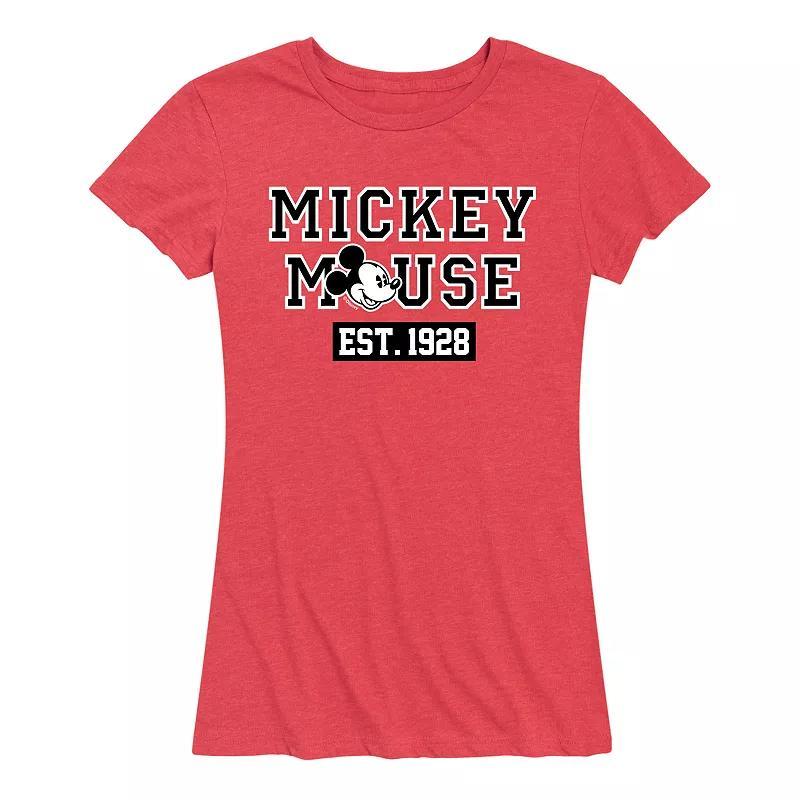 Disney's Mickey Mouse Women's Est. 1928 Graphic Tee, Size: XL, Grey Dark Red Product Image