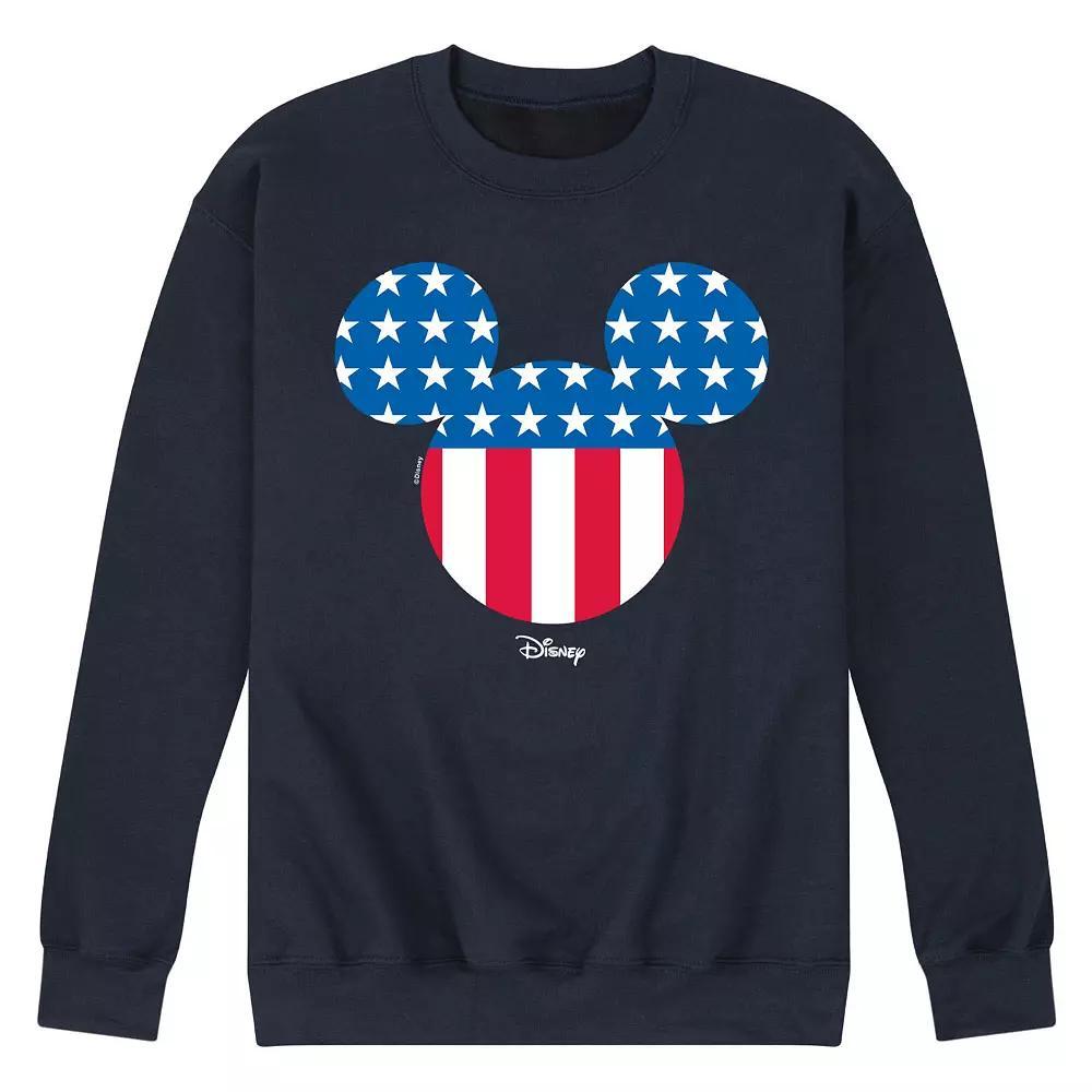 Disney's Mickey Mouse Men's American Flag Fleece Sweatshirt, Size: Large, Black Product Image