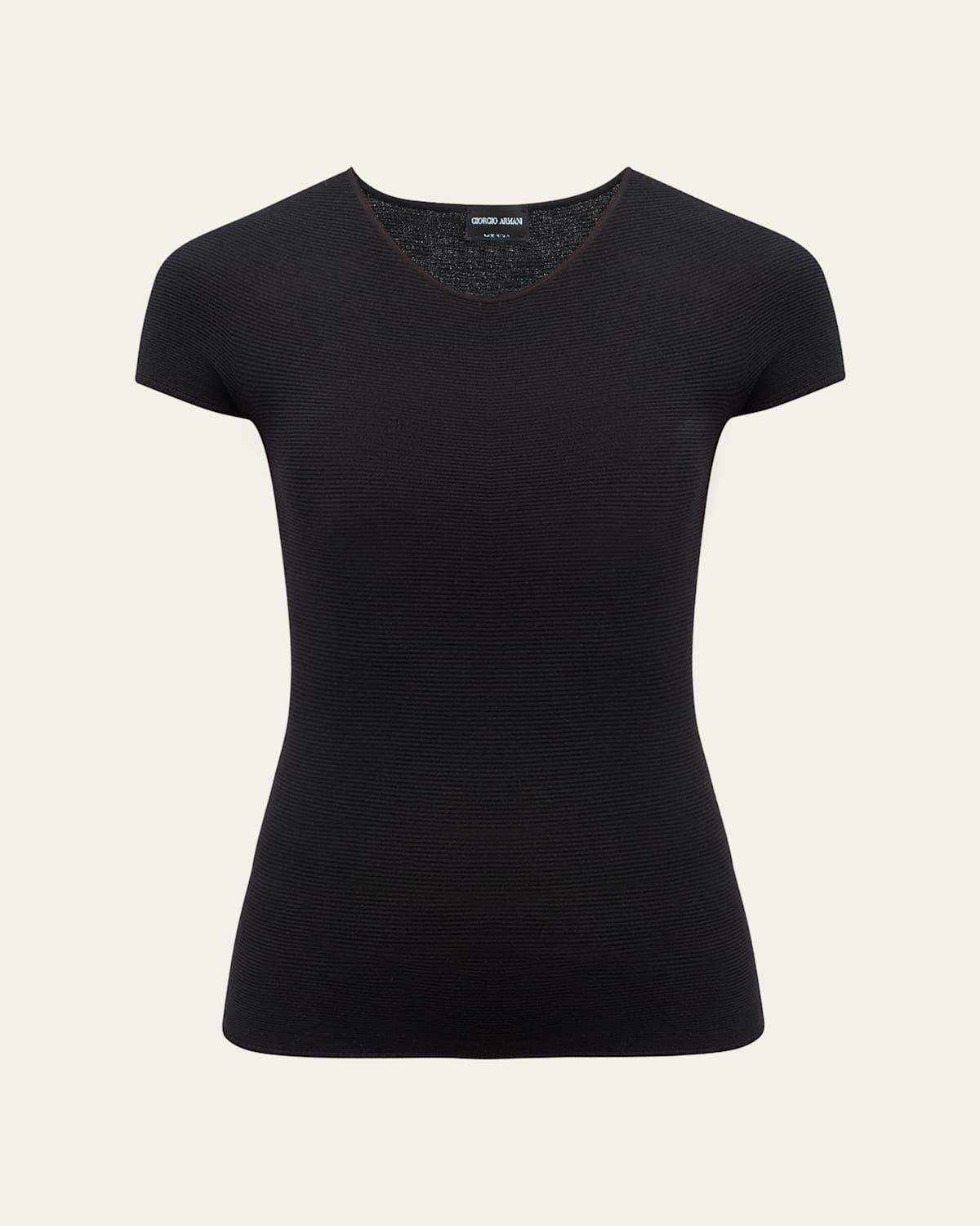 Scoop-Neck Short-Sleeve Tee, Black Product Image