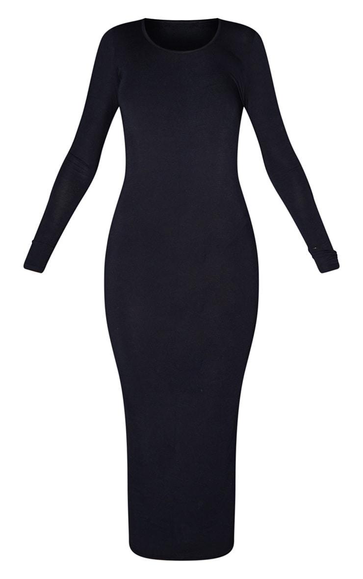 Tall Black Long Sleeve Jersey Maxi Dress Product Image