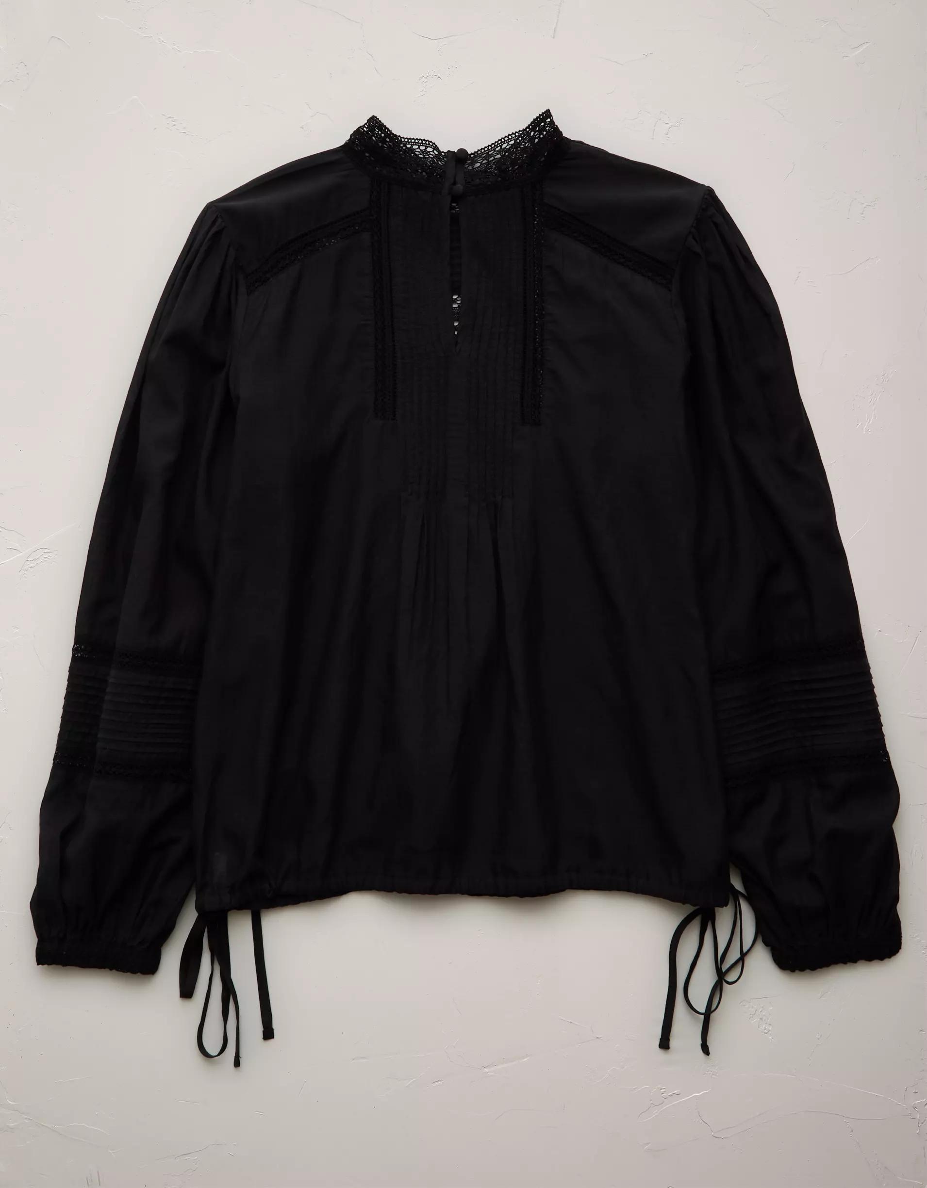 AE77 Premium Lace Peasant Blouse Product Image