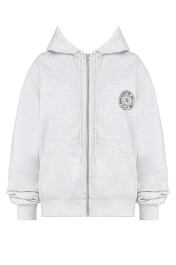 Mirage  light grey marl cotton fleece-back zip through hoodie Product Image