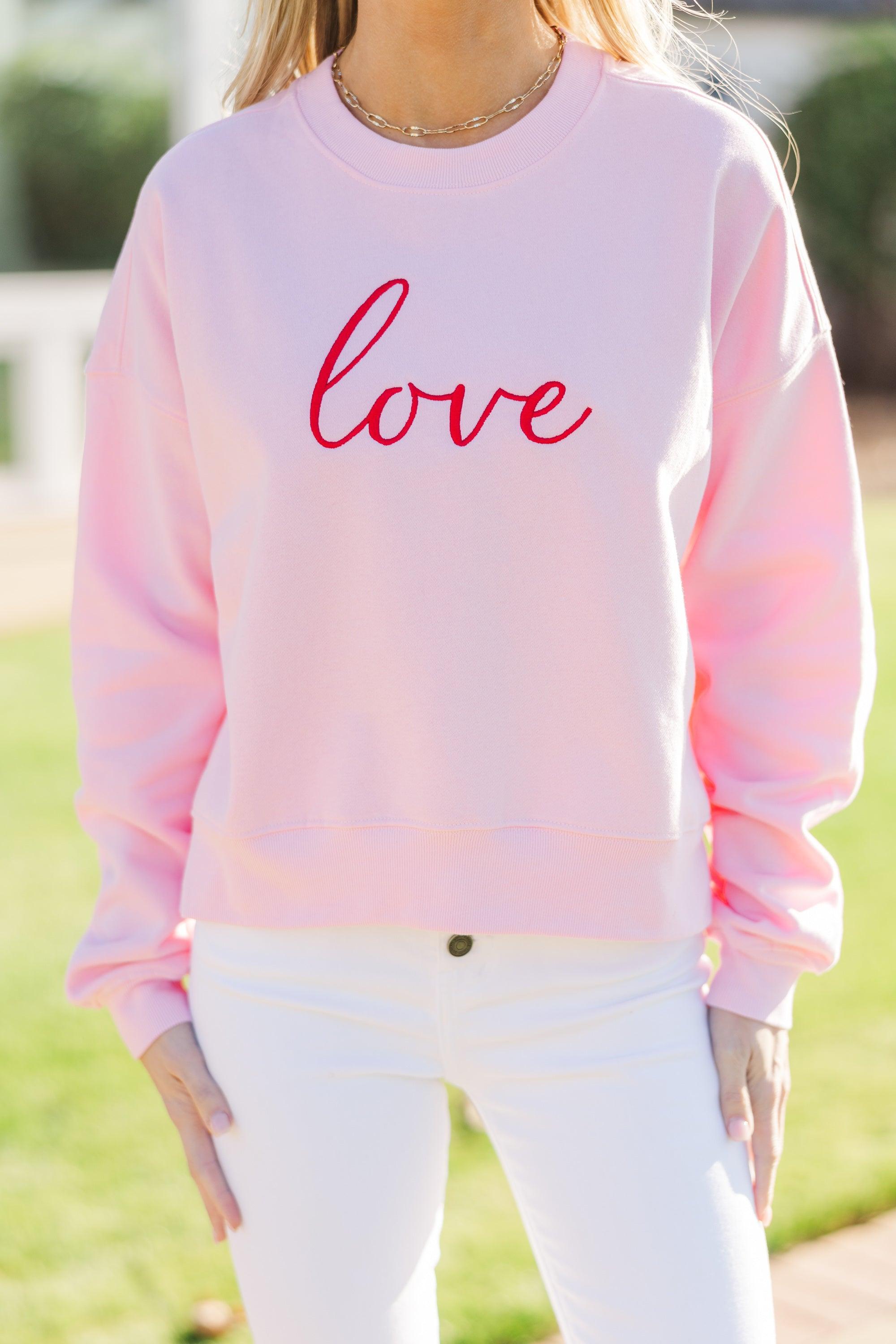 With Love Pink Embroidered Sweatshirt Female Product Image