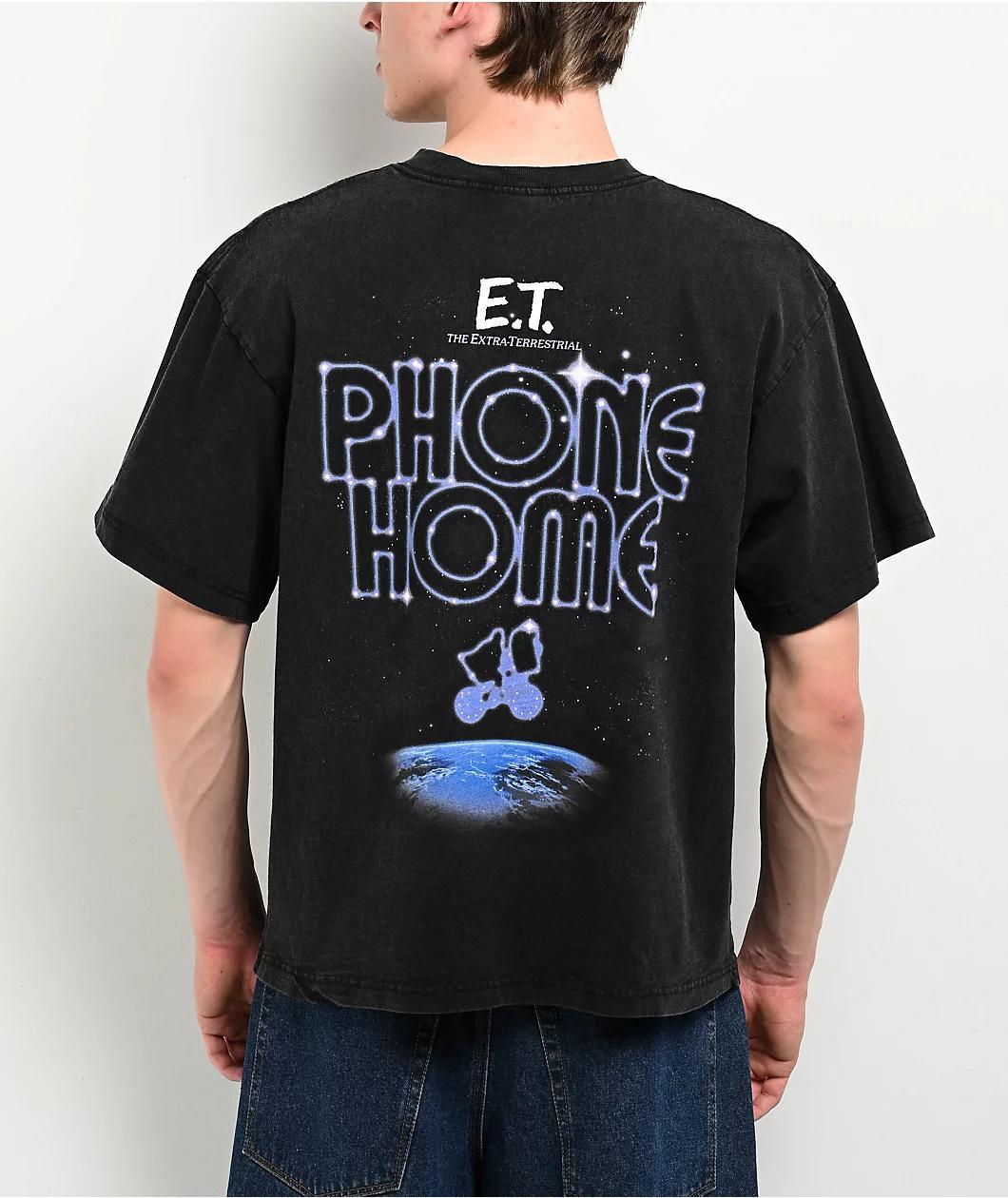 E.T. the Extra-Terrestrial Phone Home Black Wash T-Shirt Product Image