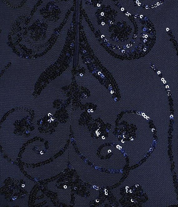 B. Darlin Spaghetti Strap V-Neck Illusion Sequin Pattern Bodycon Dress Product Image