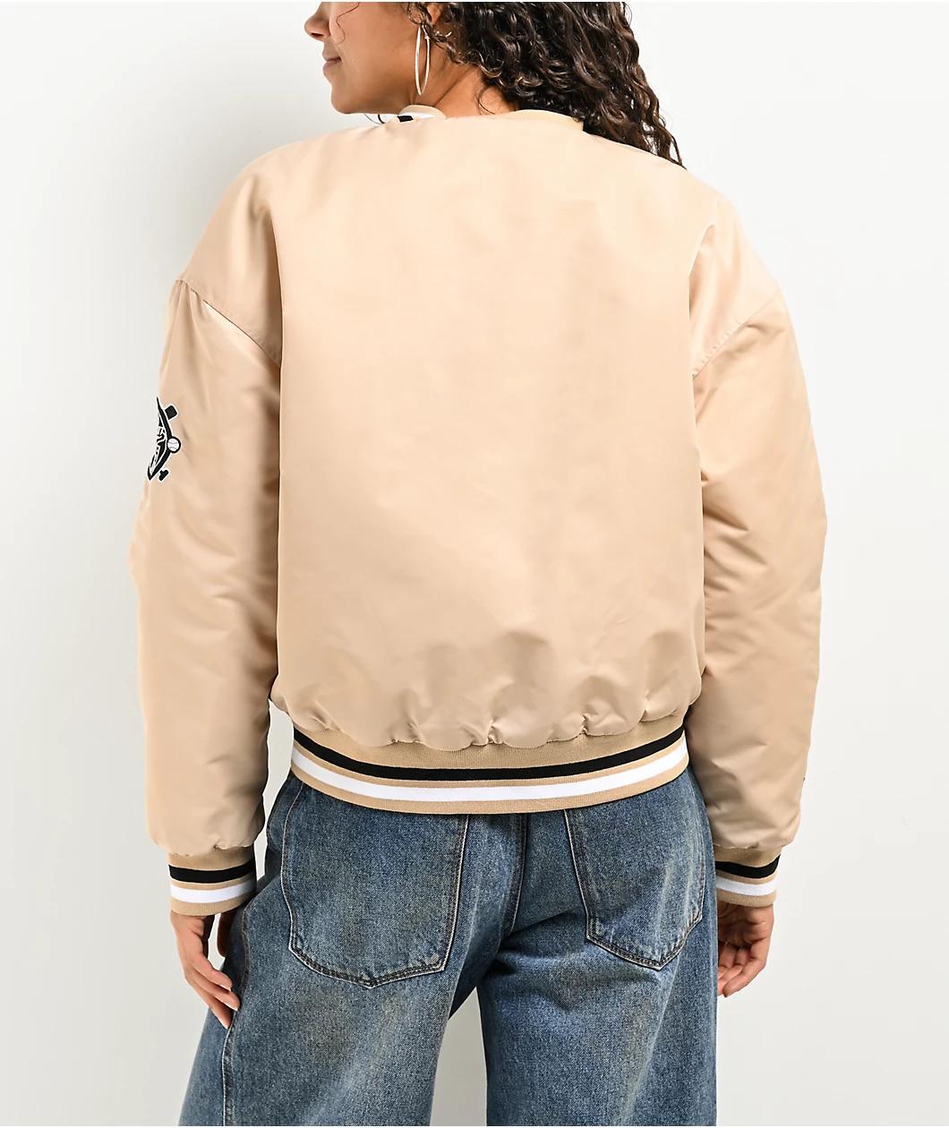 FUBU Logo Beige Varsity Jacket Product Image