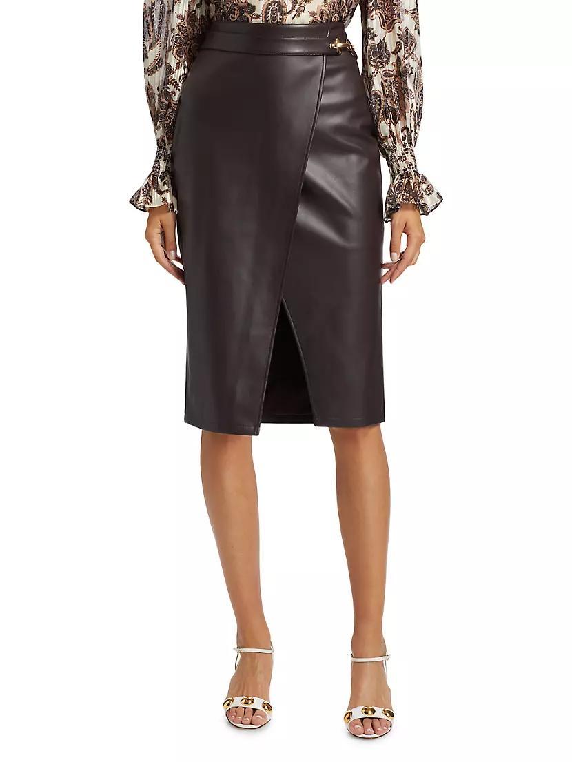 Womens Kyra Vegan-Leather Midi-Skirt Product Image