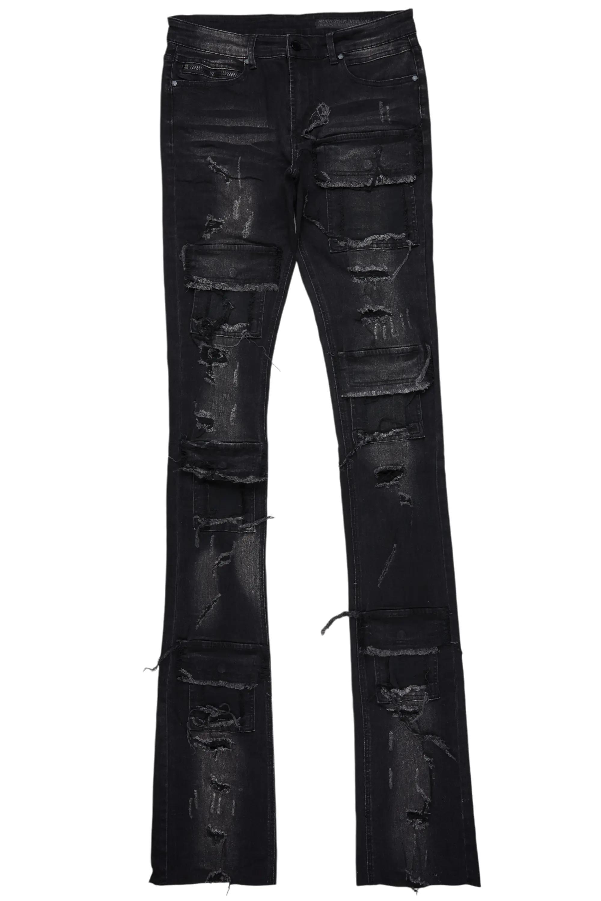 Petrus Black Super Stacked Flare Jean Male Product Image