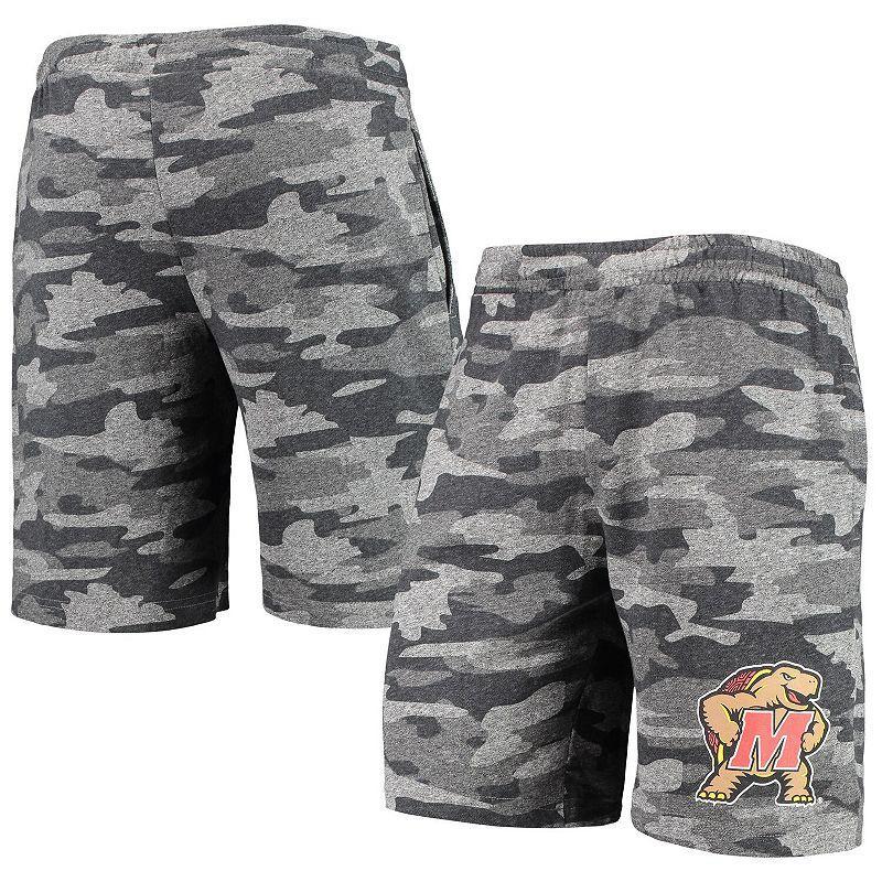Men's Concepts Sport Charcoal/Gray Maryland Terrapins Camo Backup Terry Jam Lounge Shorts,  Product Image