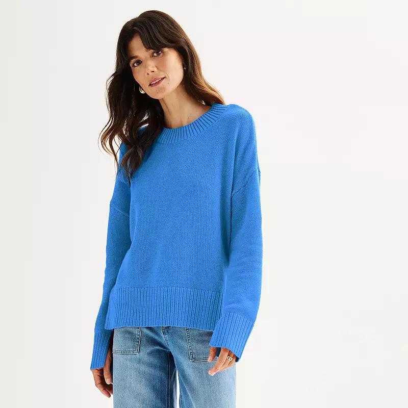 Womens Sonoma Goods For Life Side Slit Crewneck Sweater Product Image