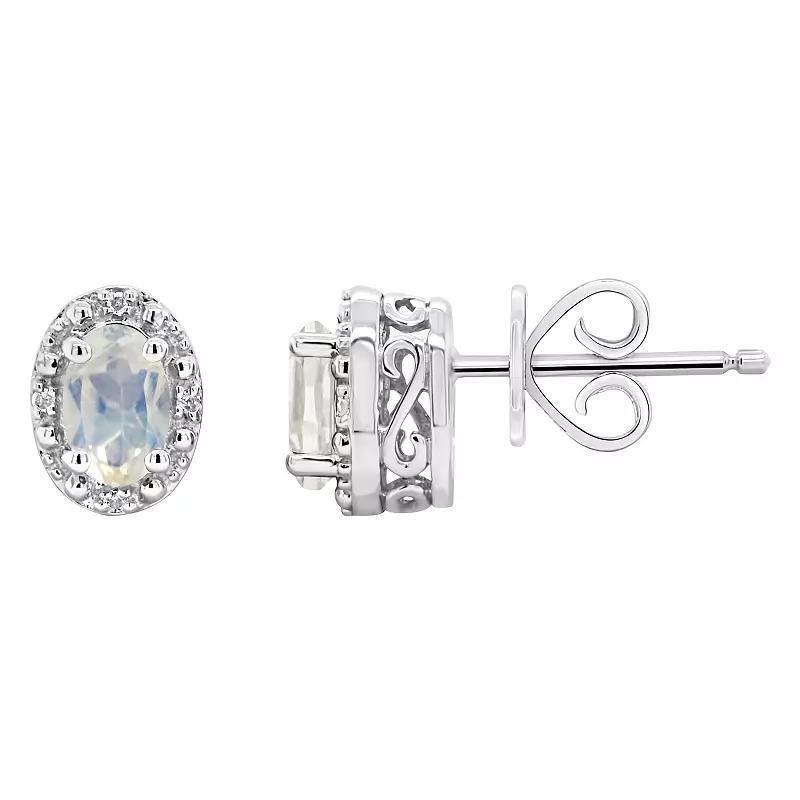 Celebration Gems Sterling Silver Oval Genuine Citrine Diamond Accent Stud Earrings, Womens, Moonstone Product Image